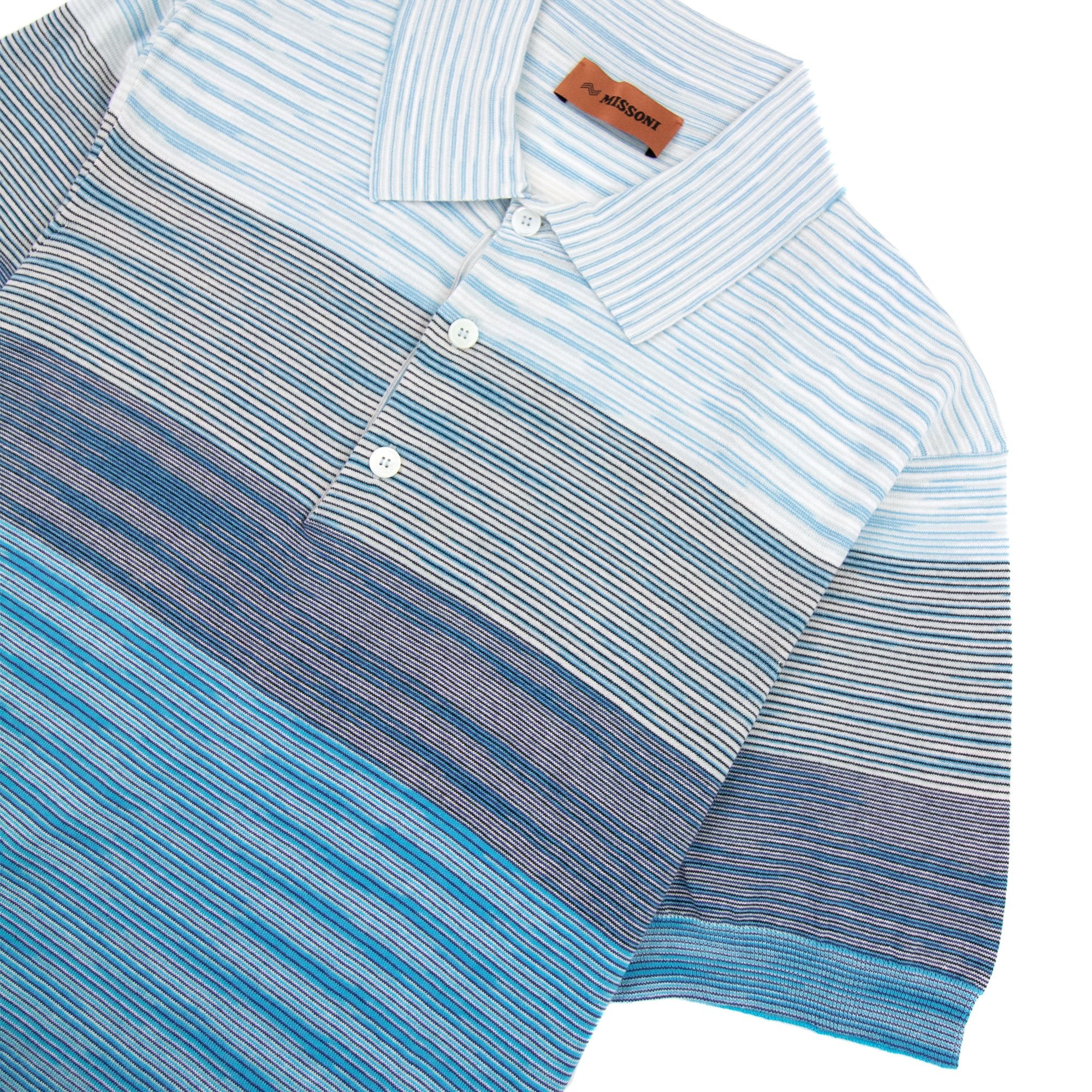 Missoni Degrade Striped S/s Polo Sky Multi S7294