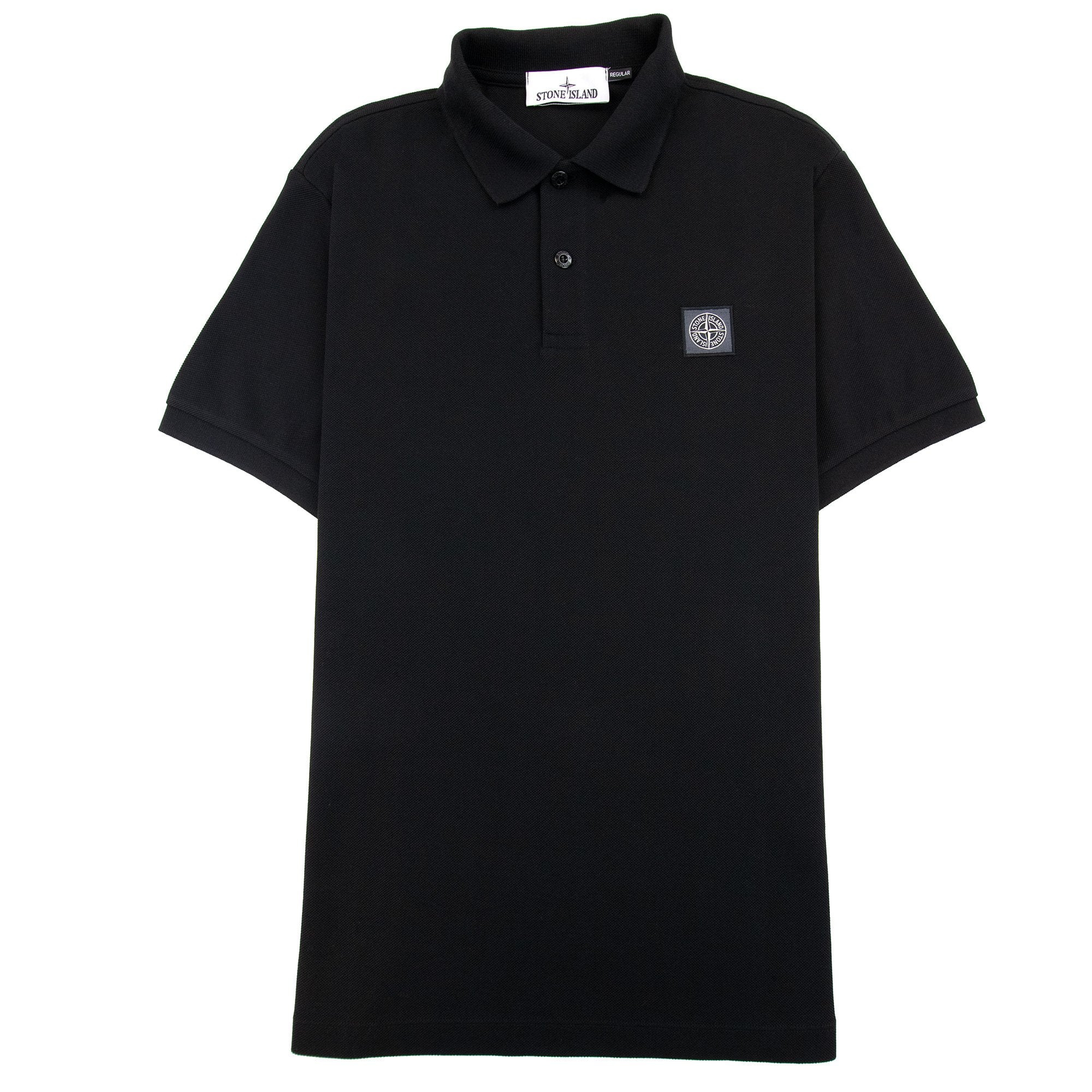 Stone Island 22r39 Organic Cotton Pique S/s Polo Black V0029