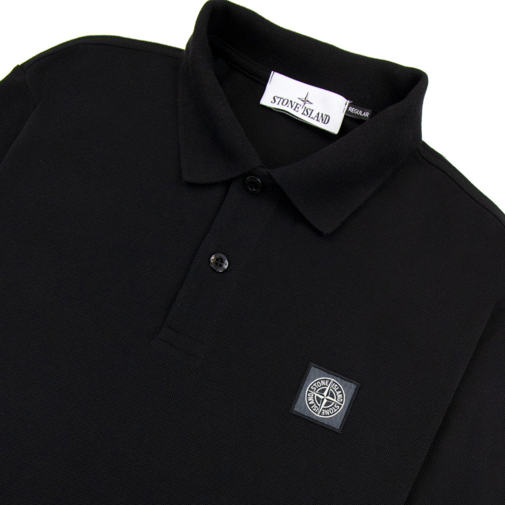 Stone Island 22r39 Organic Cotton Pique S/s Polo Black V0029