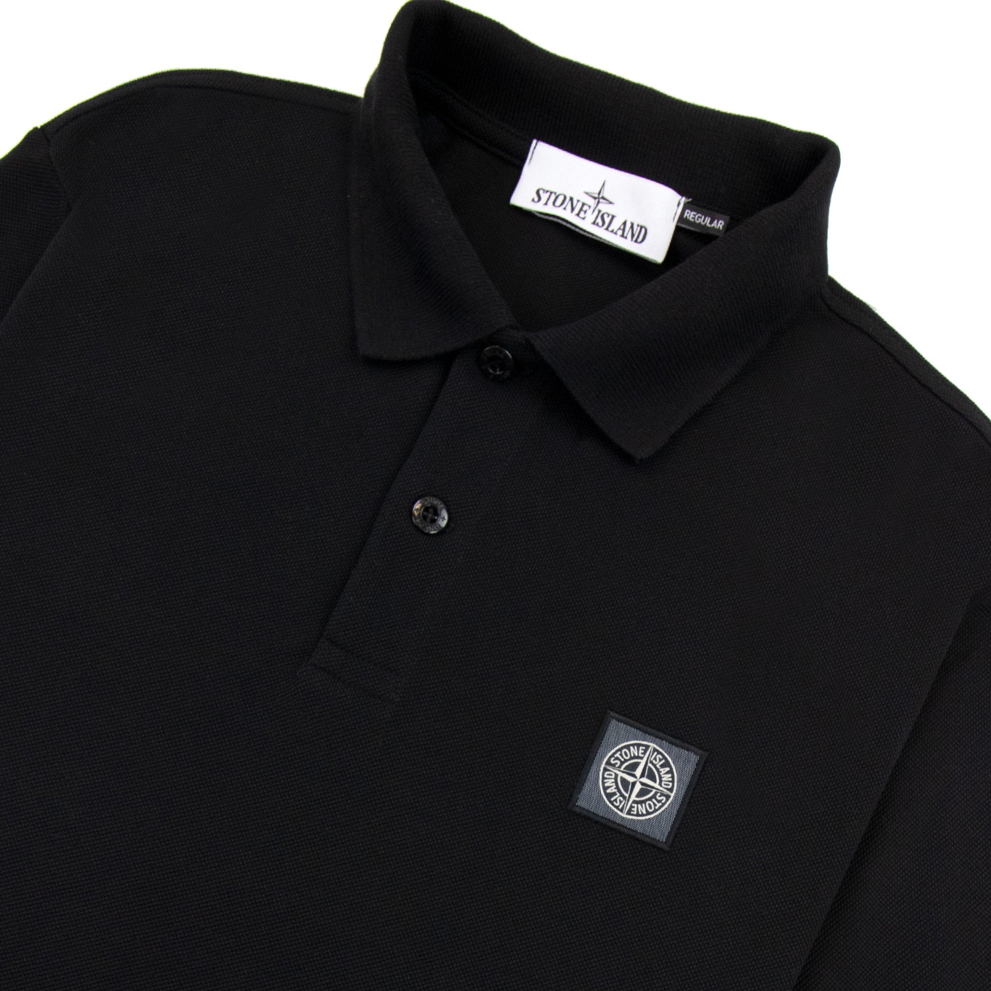 Stone Island 22r39 Organic Cotton Pique S/s Polo Black V0029