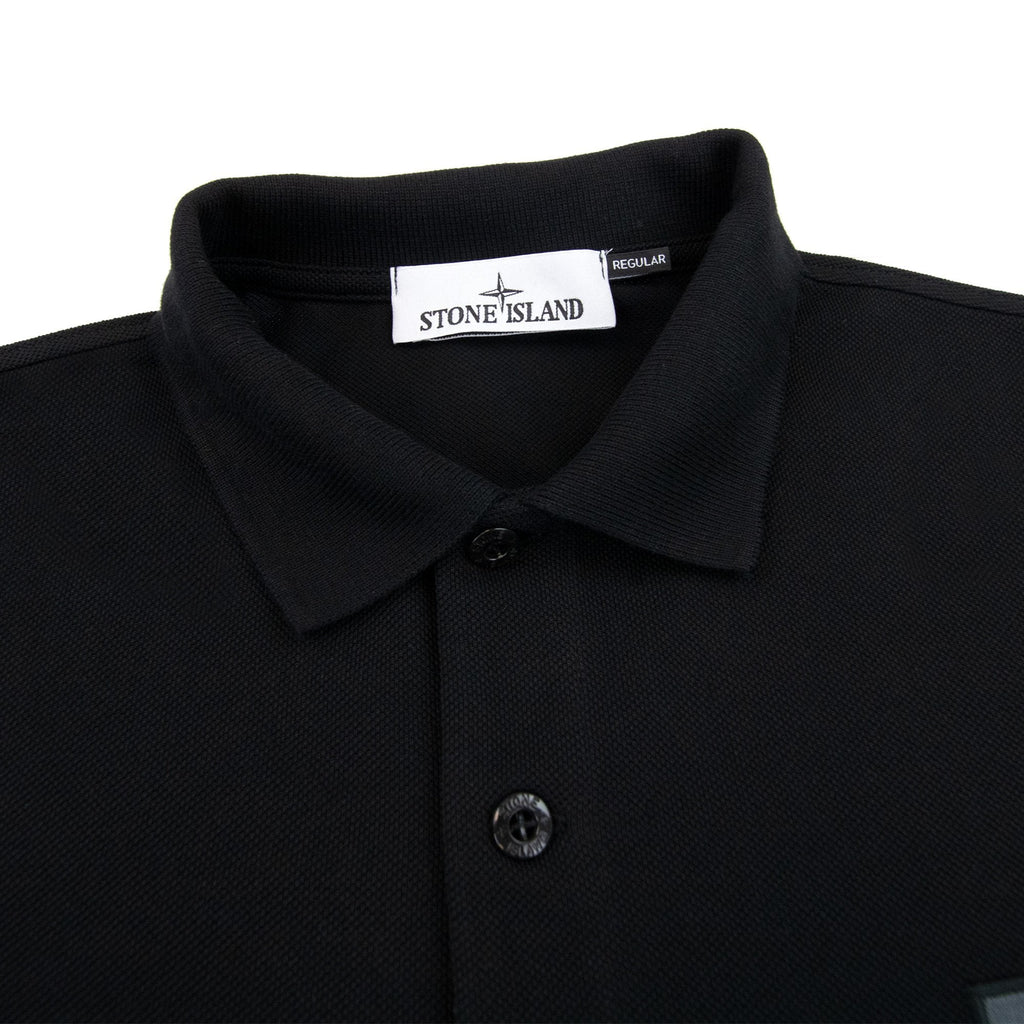 Stone Island 22r39 Organic Cotton Pique S/s Polo Black V0029
