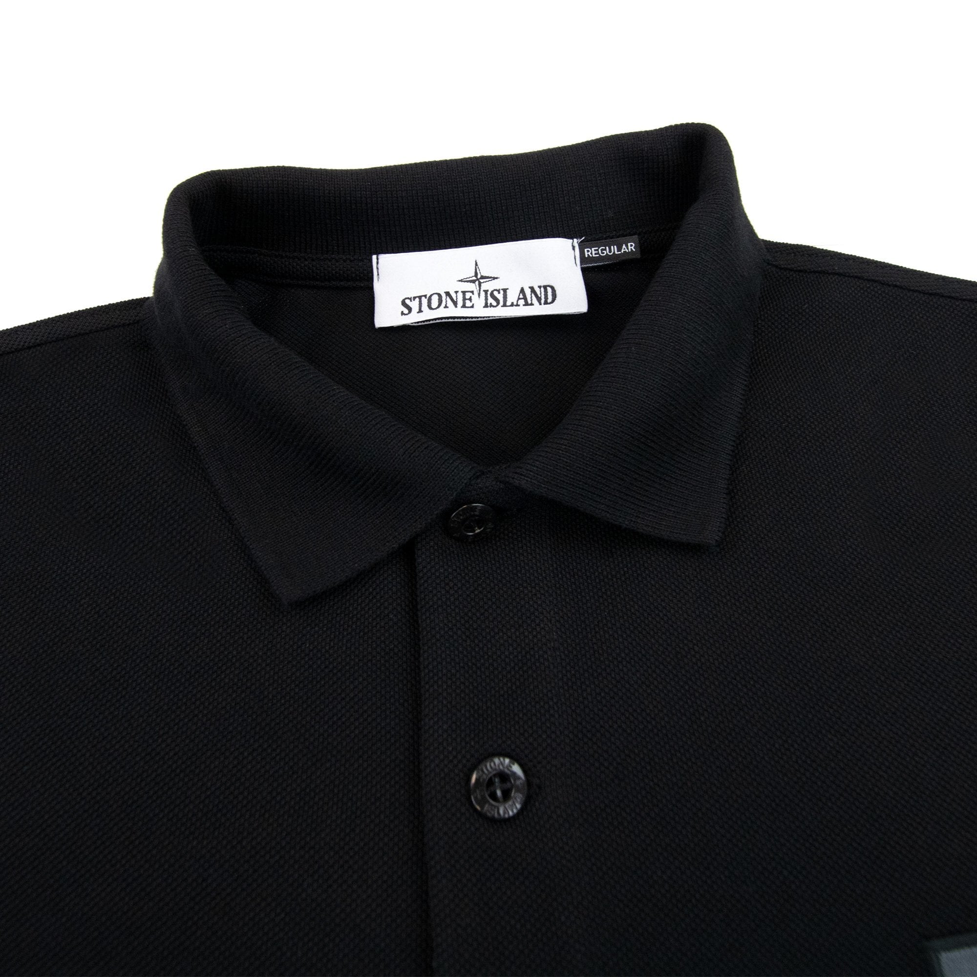 Stone Island 22r39 Organic Cotton Pique S/s Polo Black V0029