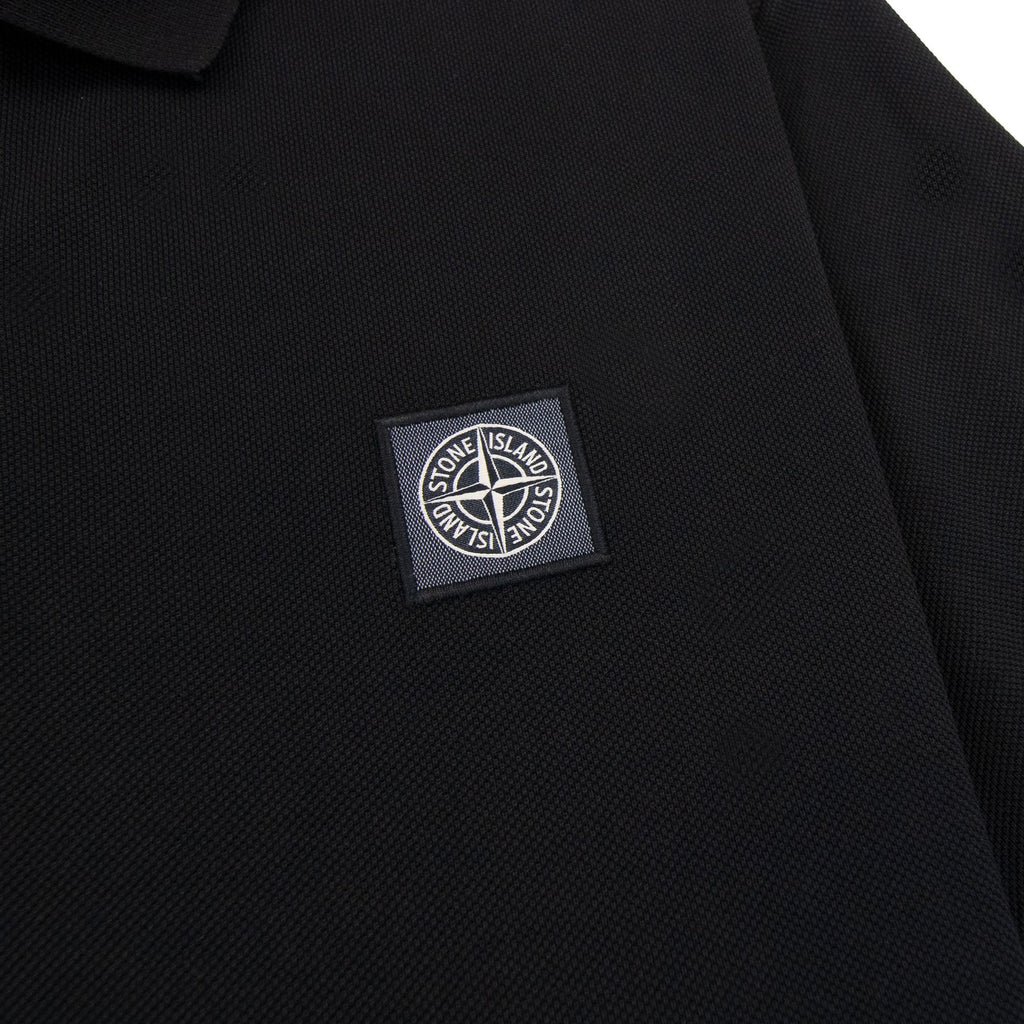 Stone Island 22r39 Organic Cotton Pique S/s Polo Black V0029