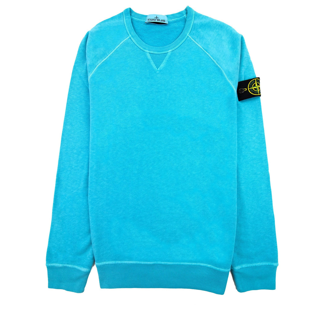 Stone Island 66360 Malfile Fleece Garment Dayed Sweatshirt Turquoise V0142