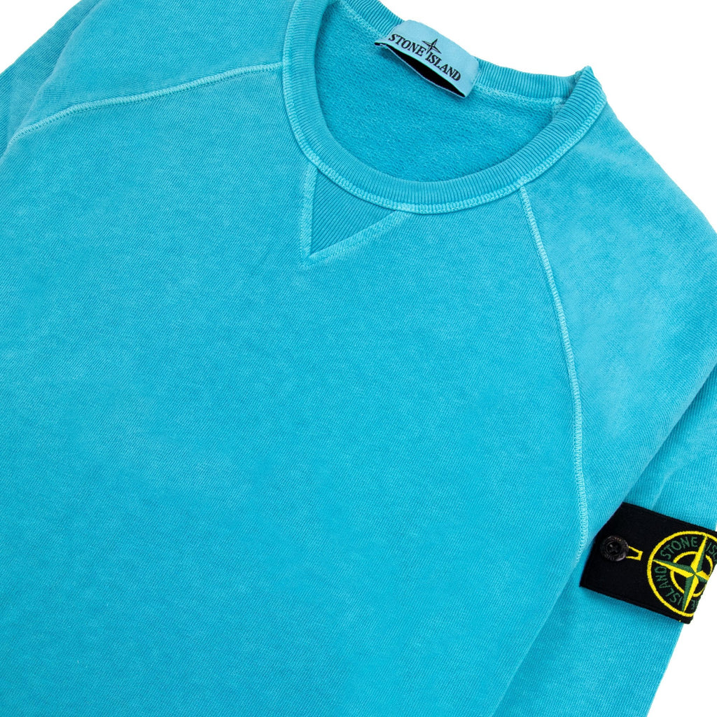 Stone Island 66360 Malfile Fleece Garment Dayed Sweatshirt Turquoise V0142