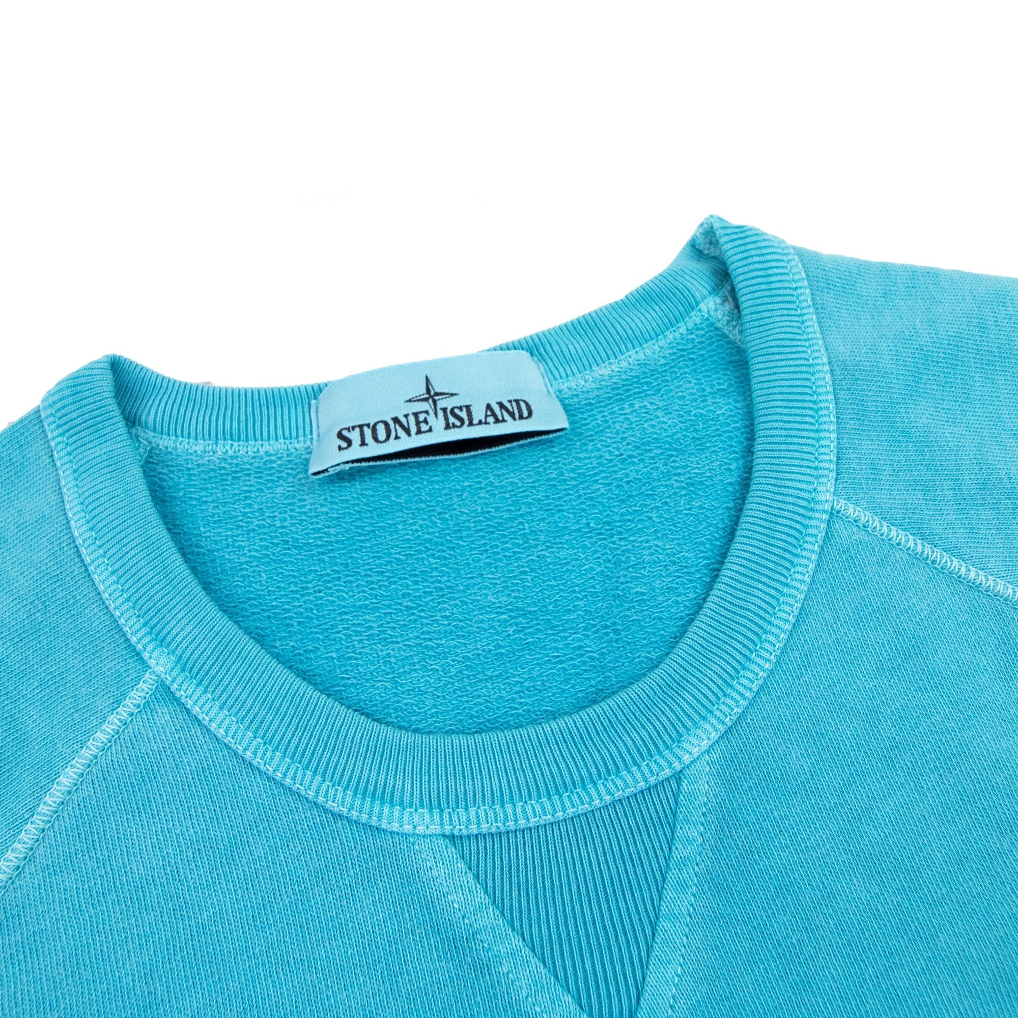 Stone Island 66360 Malfile Fleece Garment Dayed Sweatshirt Turquoise V0142
