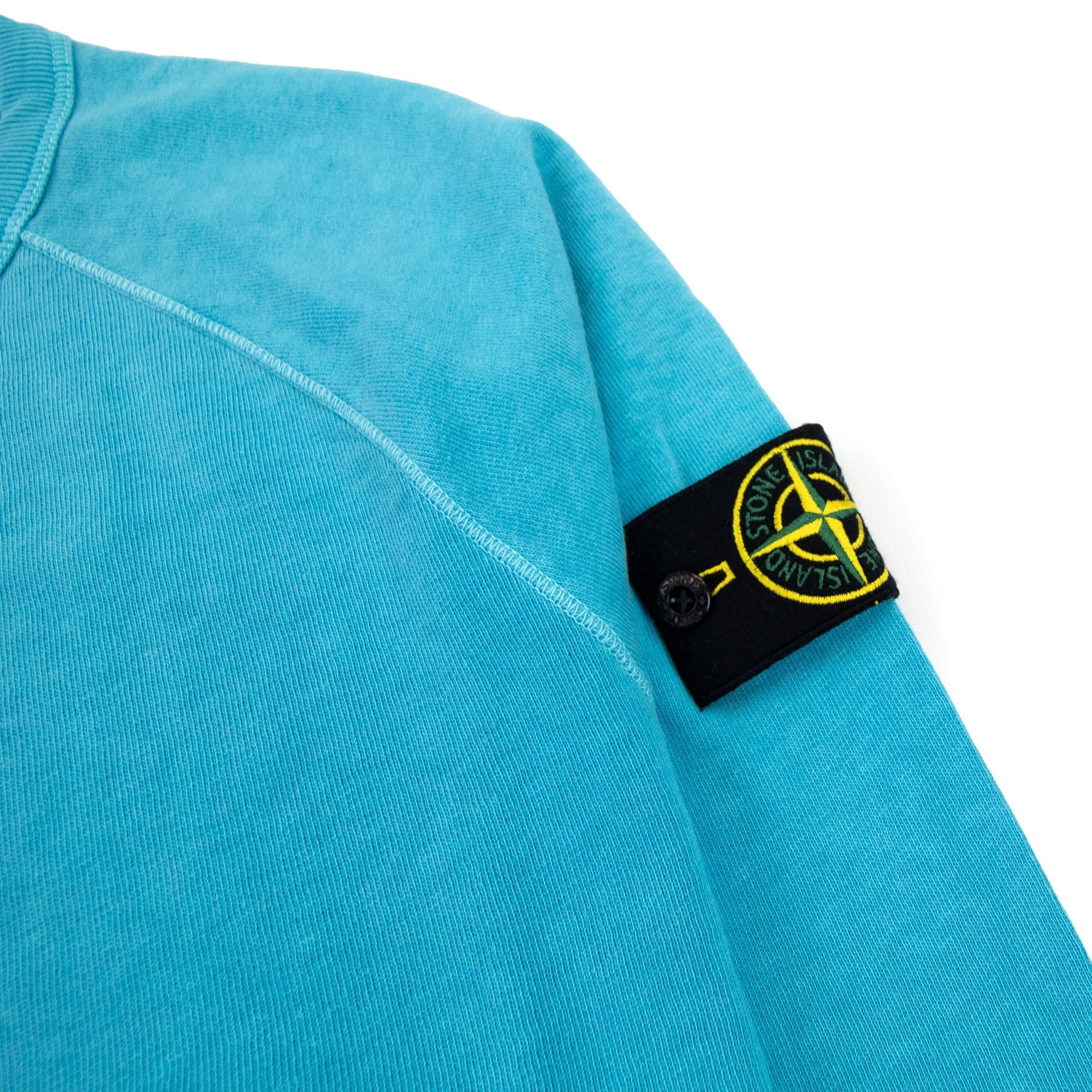 Stone Island 66360 Malfile Fleece Garment Dayed Sweatshirt Turquoise V0142