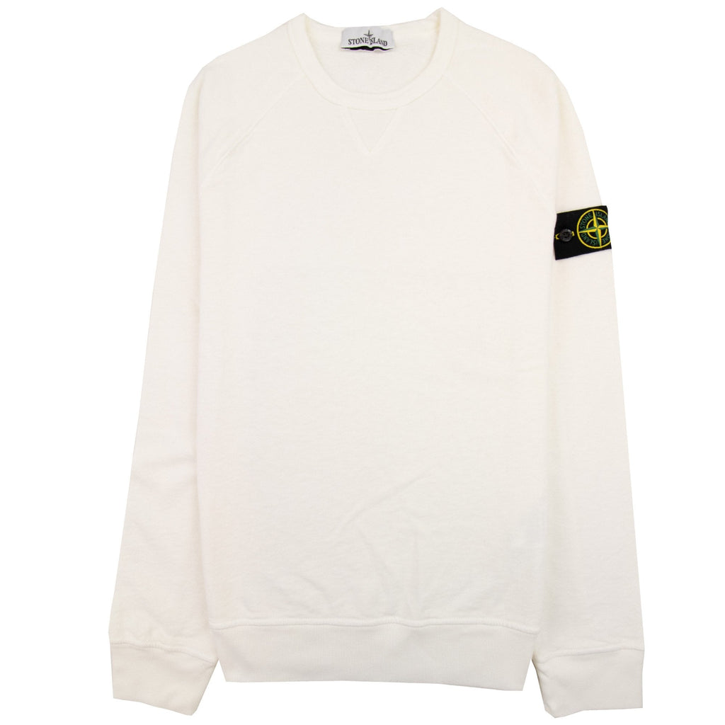 Stone Island 66360 Malfile Fleece Garment Dyed Sweatshirt White V0001