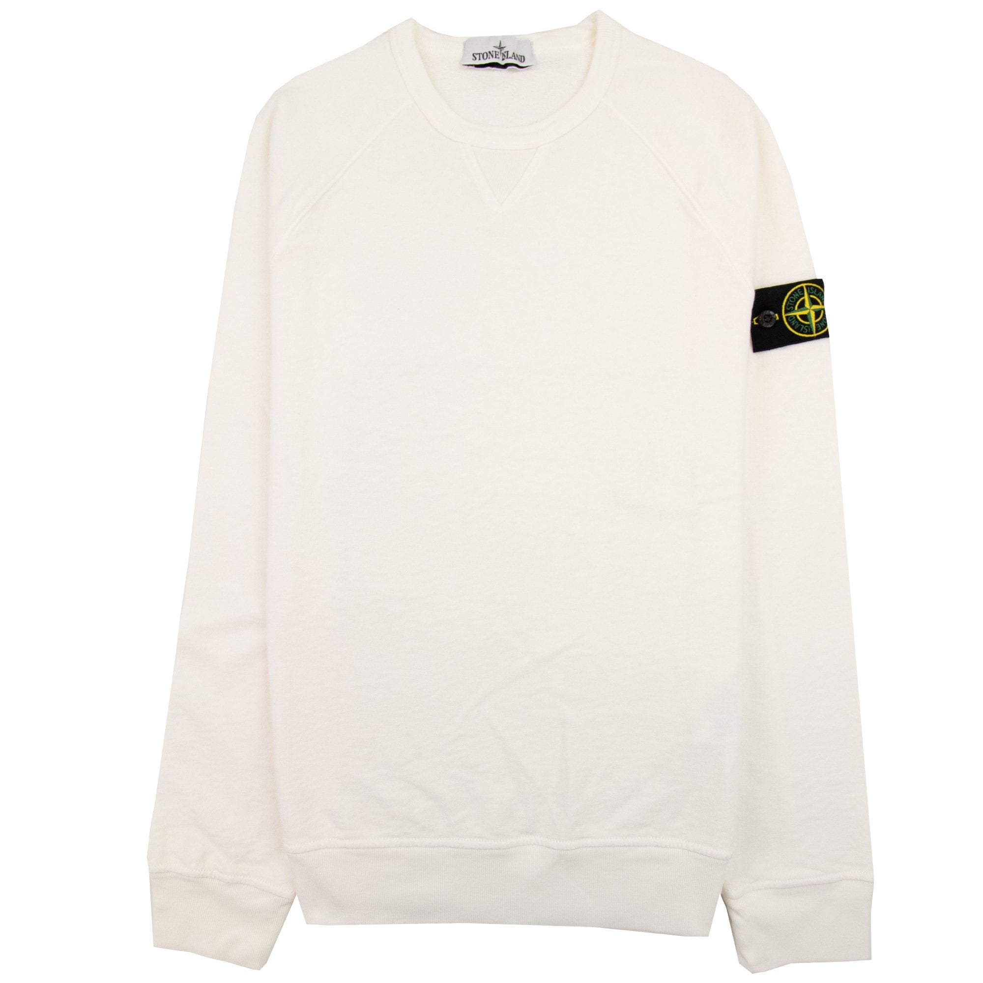 Stone Island 66360 Malfile Fleece Garment Dyed Sweatshirt White V0001