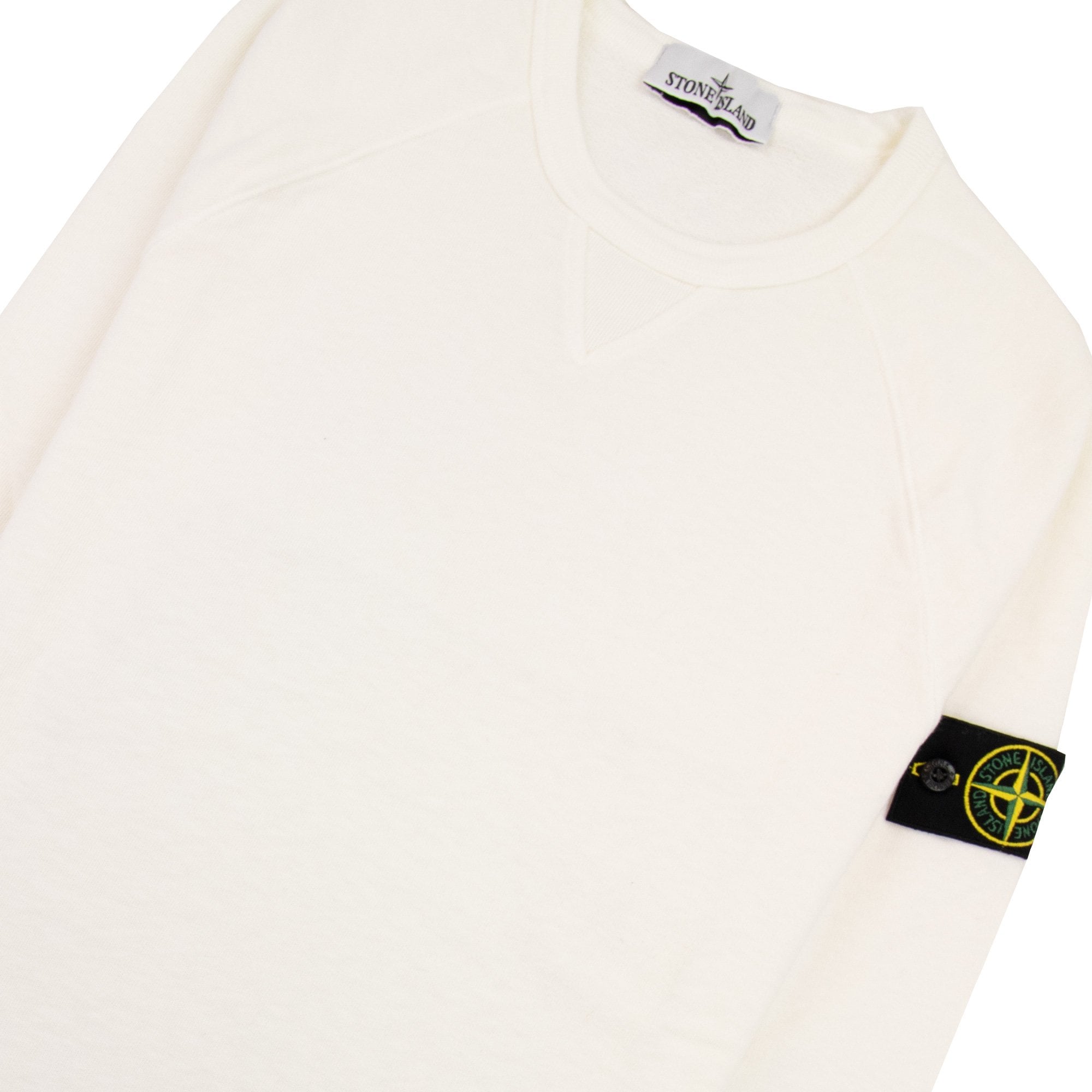 Stone Island 66360 Malfile Fleece Garment Dyed Sweatshirt White V0001