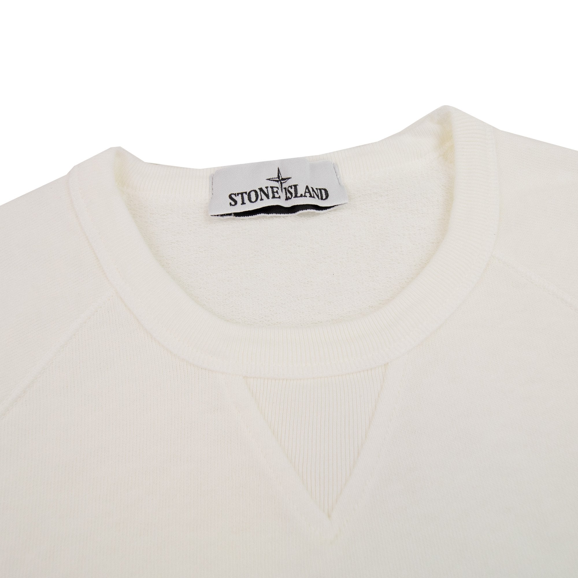 Stone Island 66360 Malfile Fleece Garment Dyed Sweatshirt White V0001