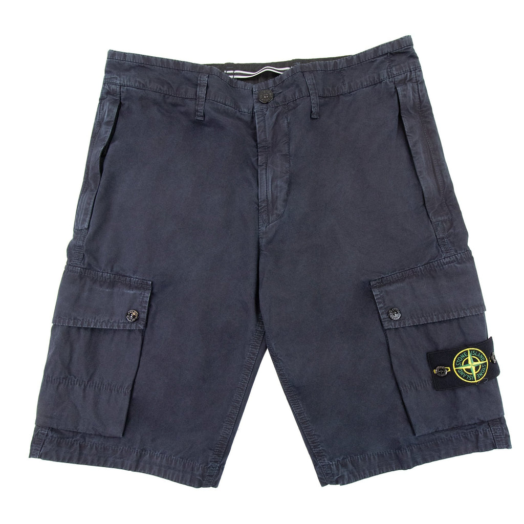 Stone Island L11wa Garment Dyed Canvas Shorts Dark Blue A0120