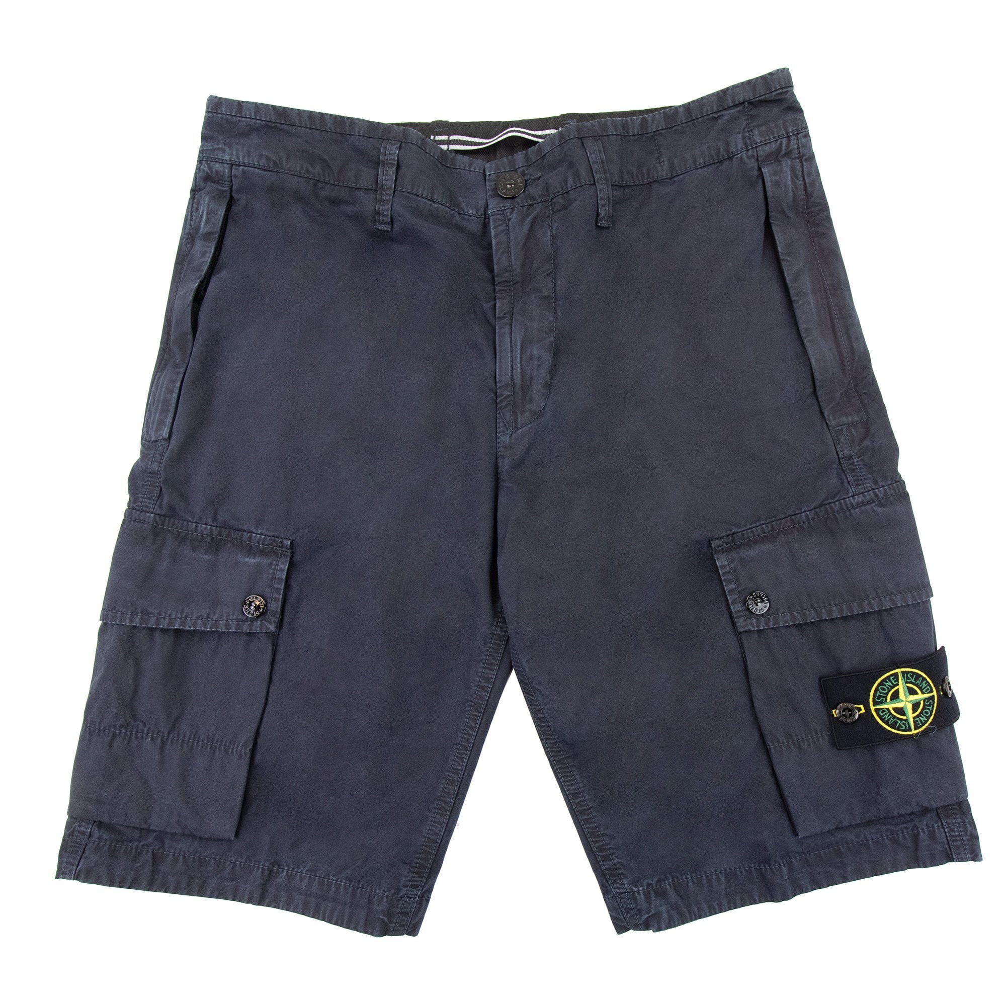 Stone Island L11wa Garment Dyed Canvas Shorts Dark Blue A0120