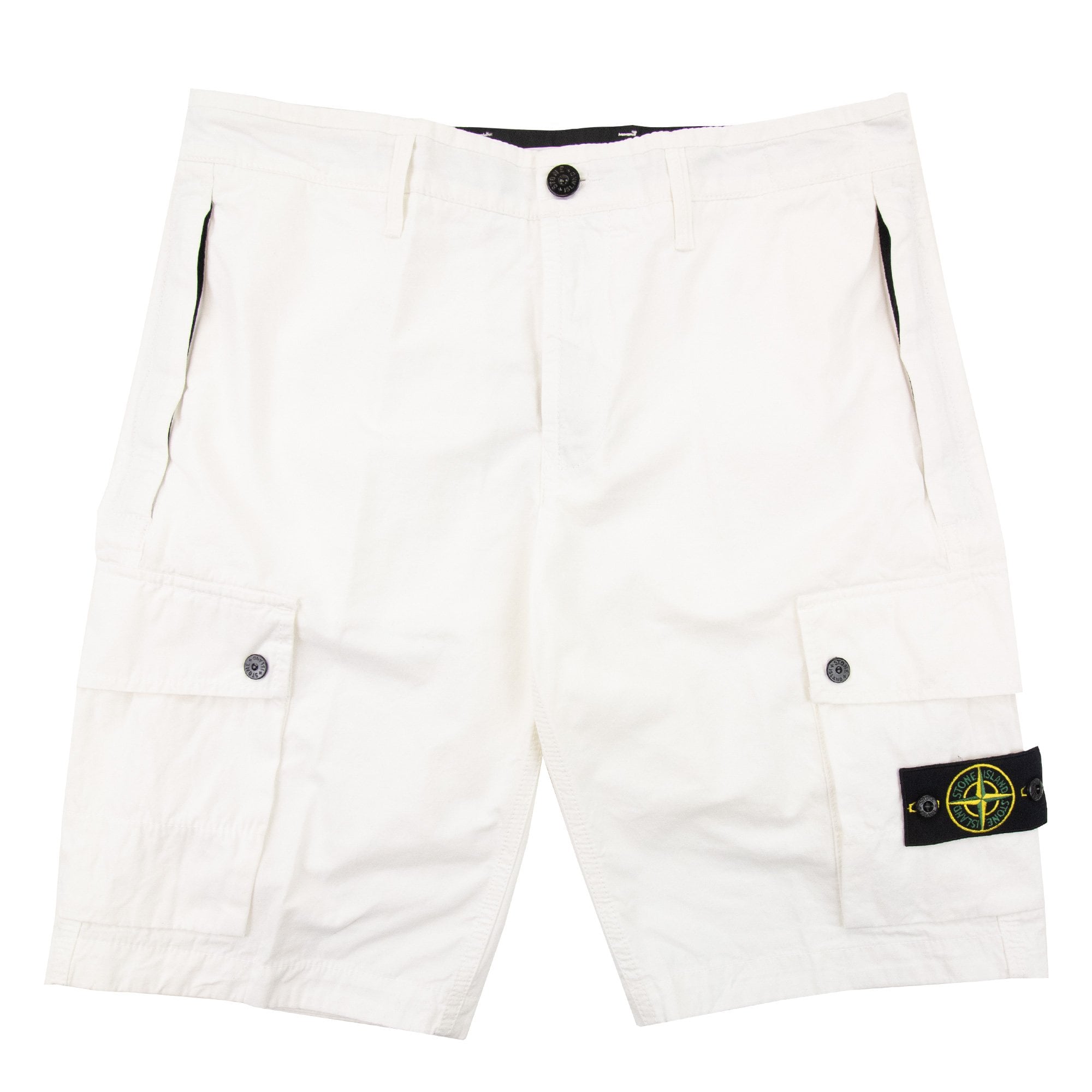 Stone Island 5l11wa Old Treatment Cargo Bermuda Shorts White V0001
