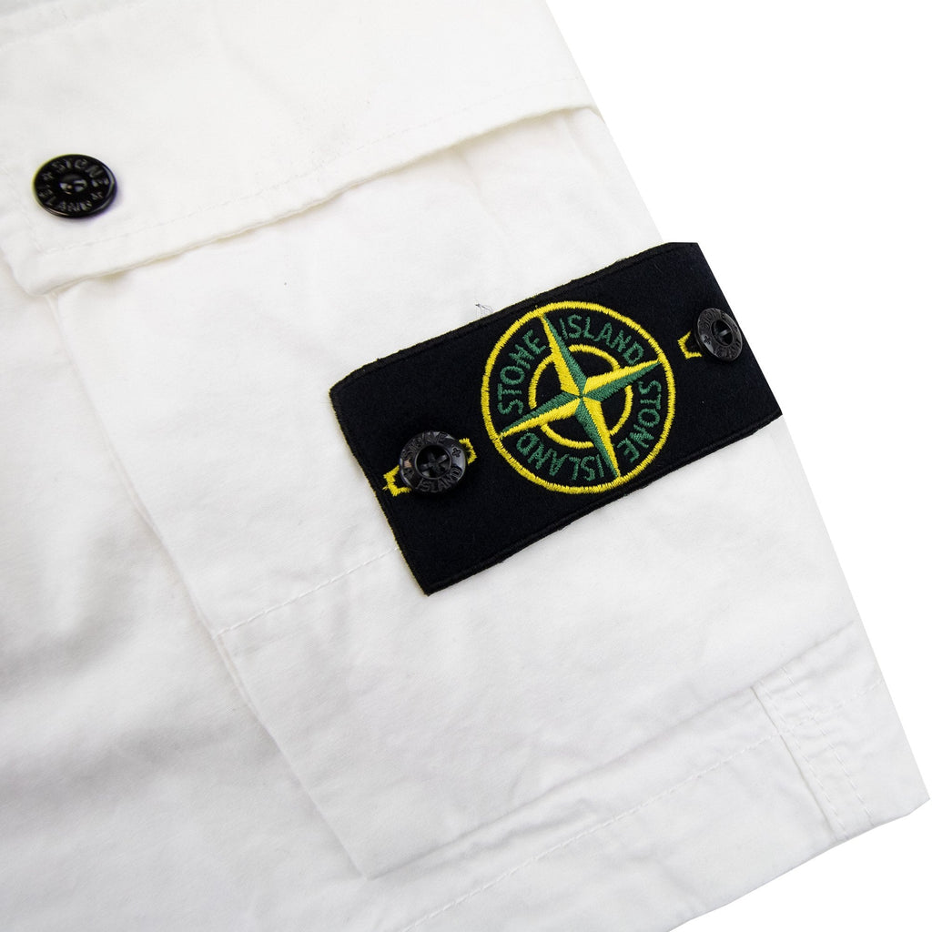 Stone Island 5l11wa Old Treatment Cargo Bermuda Shorts White V0001