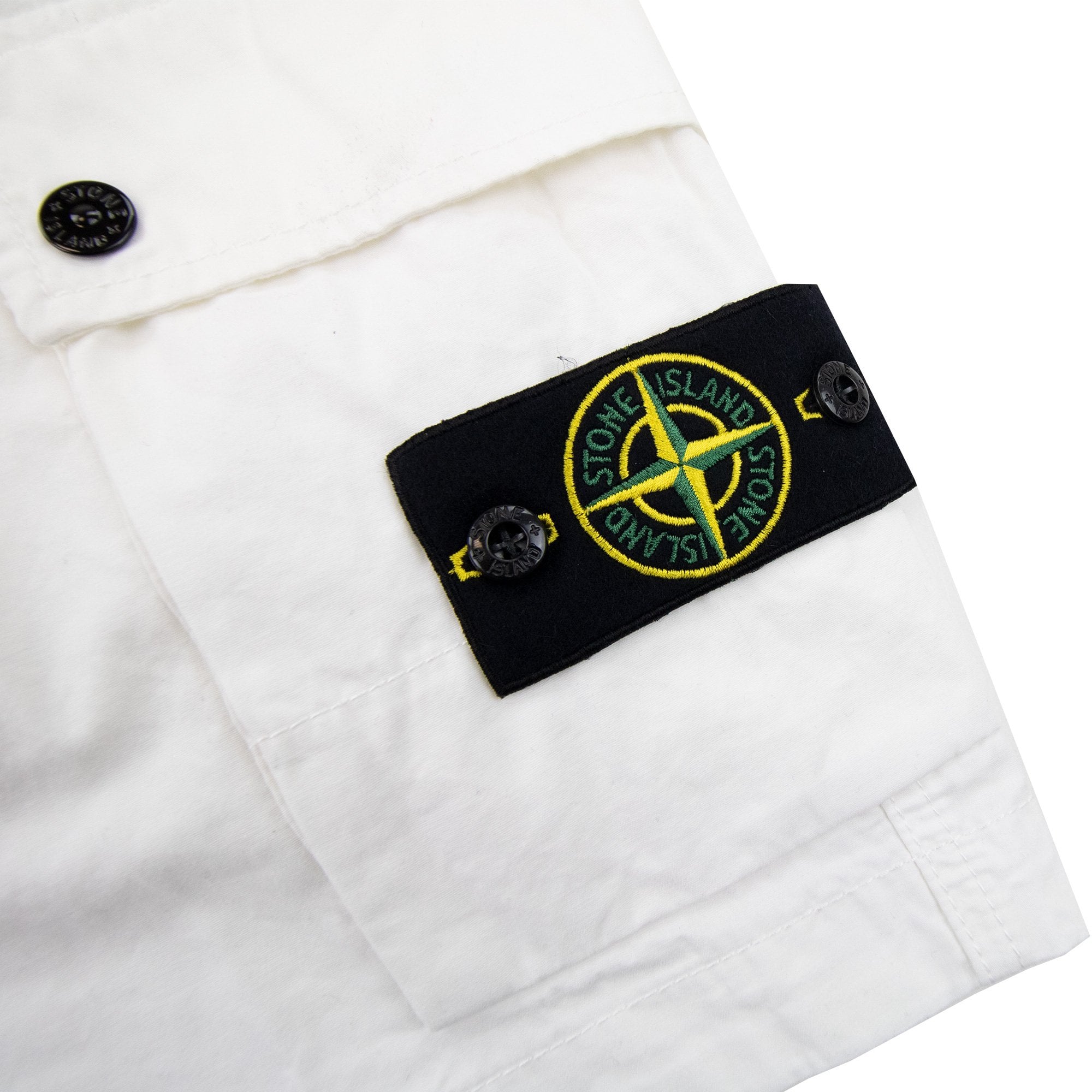 Stone Island 5l11wa Old Treatment Cargo Bermuda Shorts White V0001