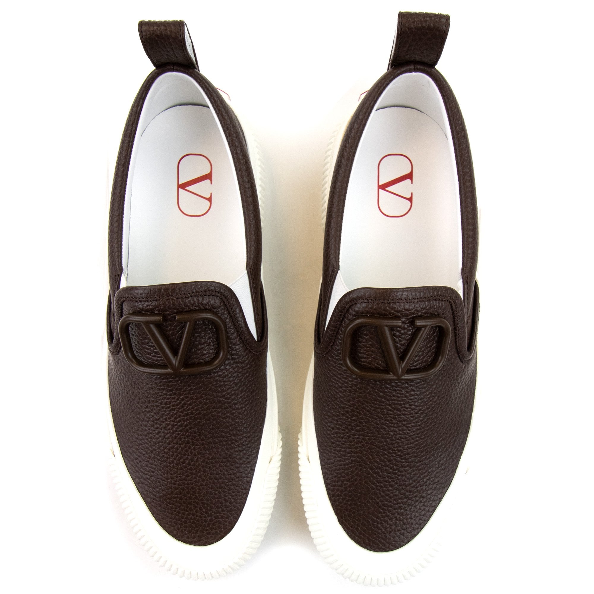Valentino V Logo Slip On Sneakers Brown/white Kg8