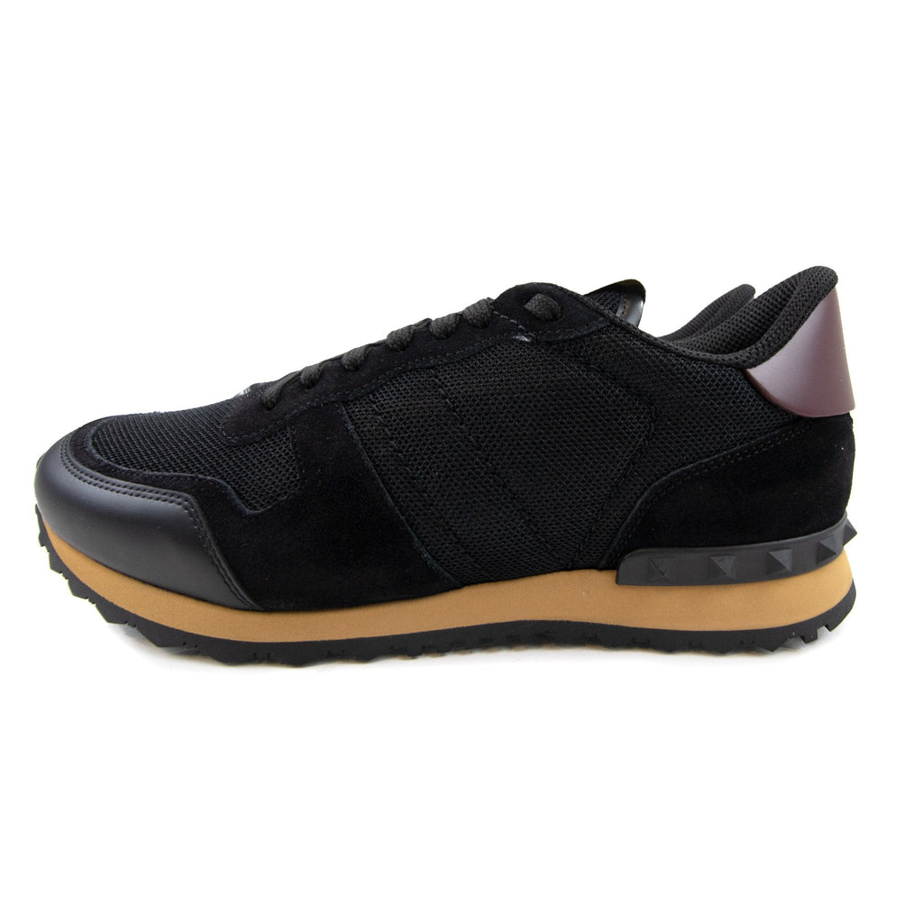 Valentino Rockrunner Leather Mesh Trainers Black R82