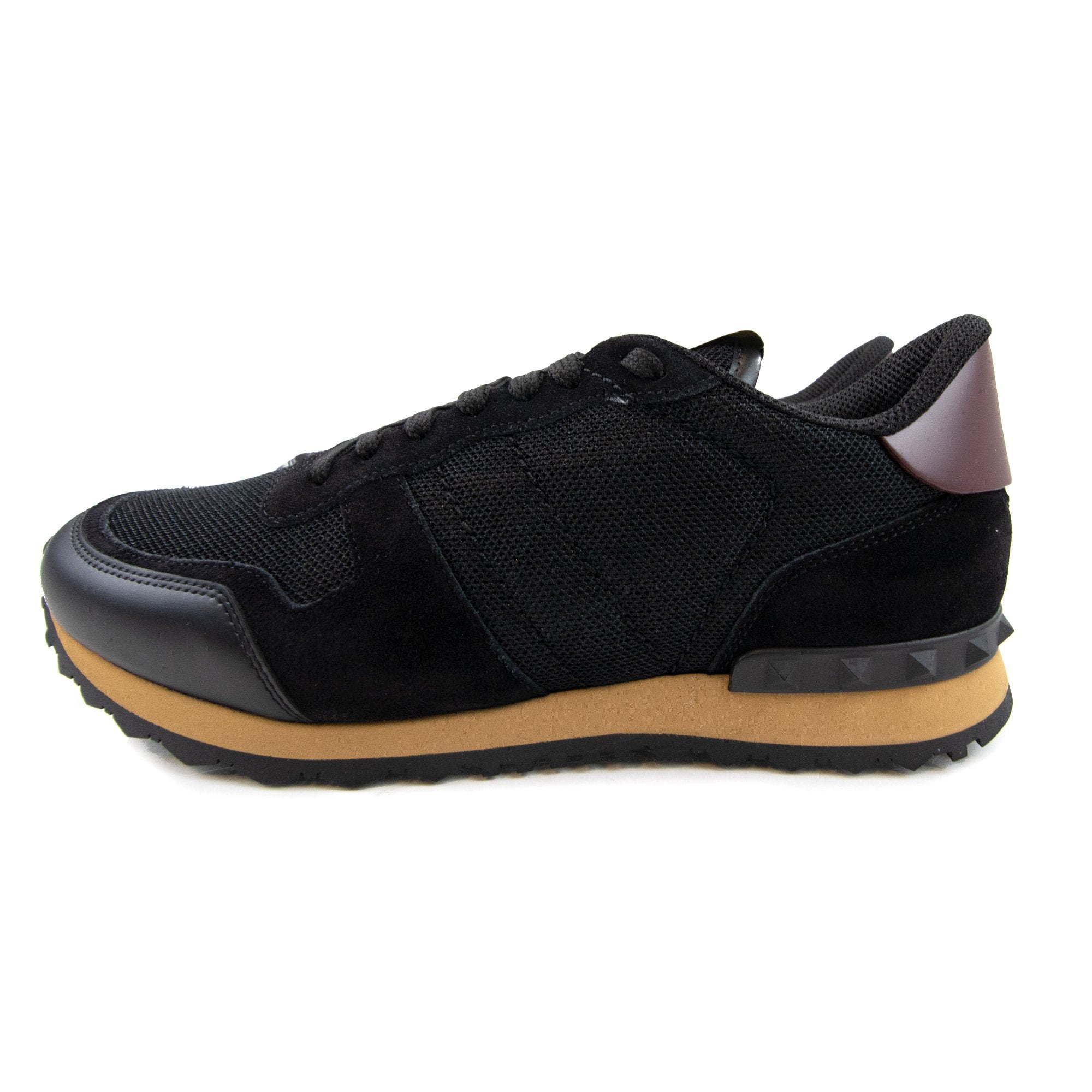 Valentino Rockrunner Leather Mesh Trainers Black R82