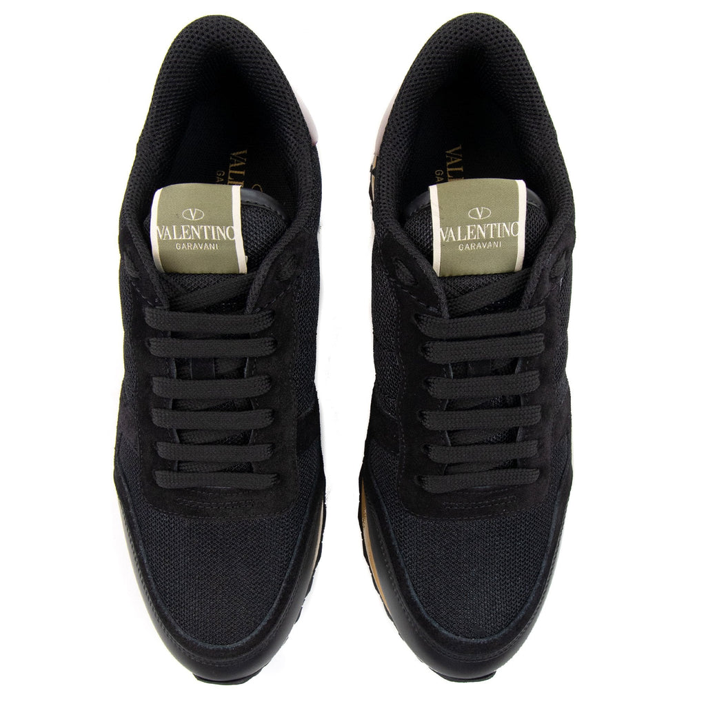 Valentino Rockrunner Leather Mesh Trainers Black R82