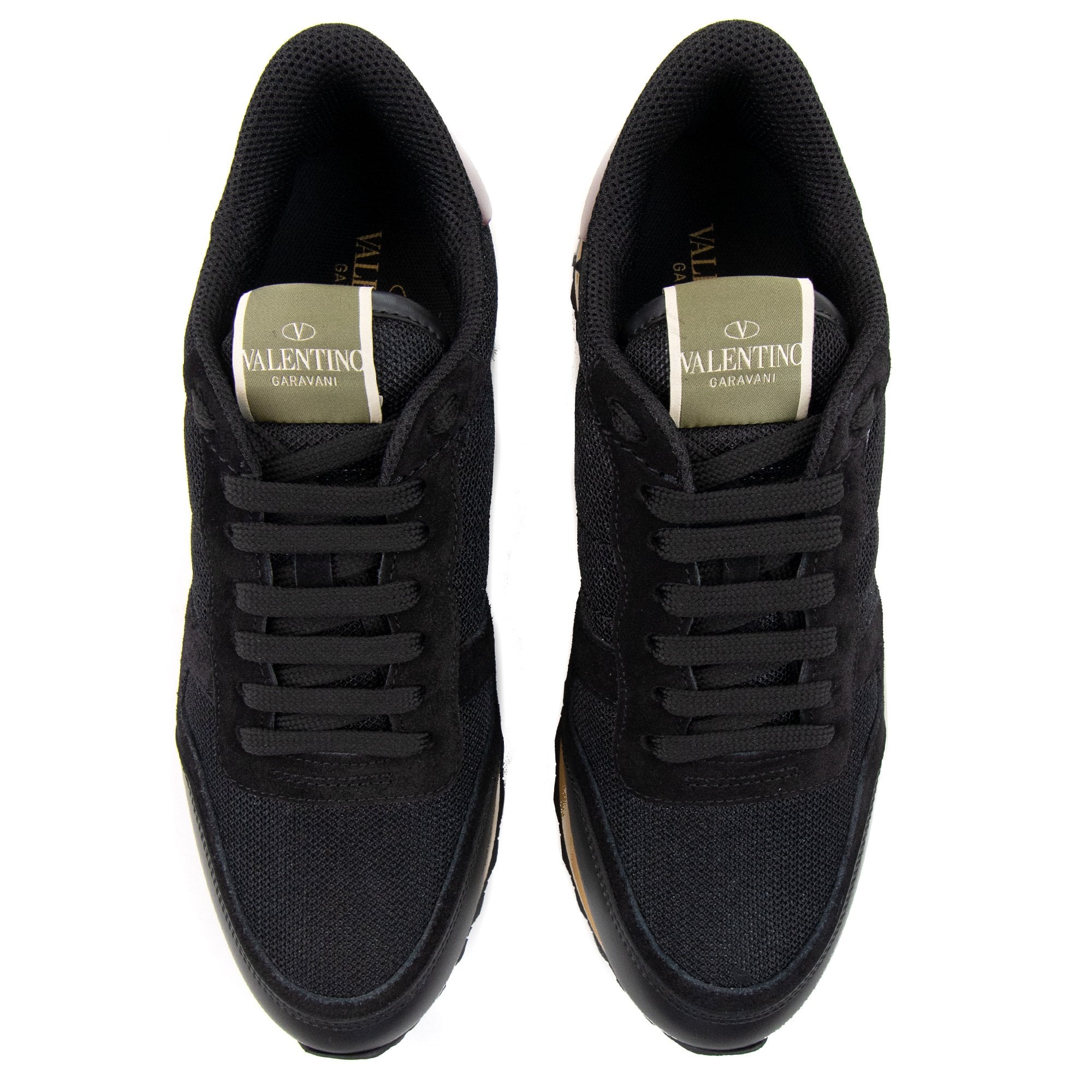 Valentino Rockrunner Leather Mesh Trainers Black R82
