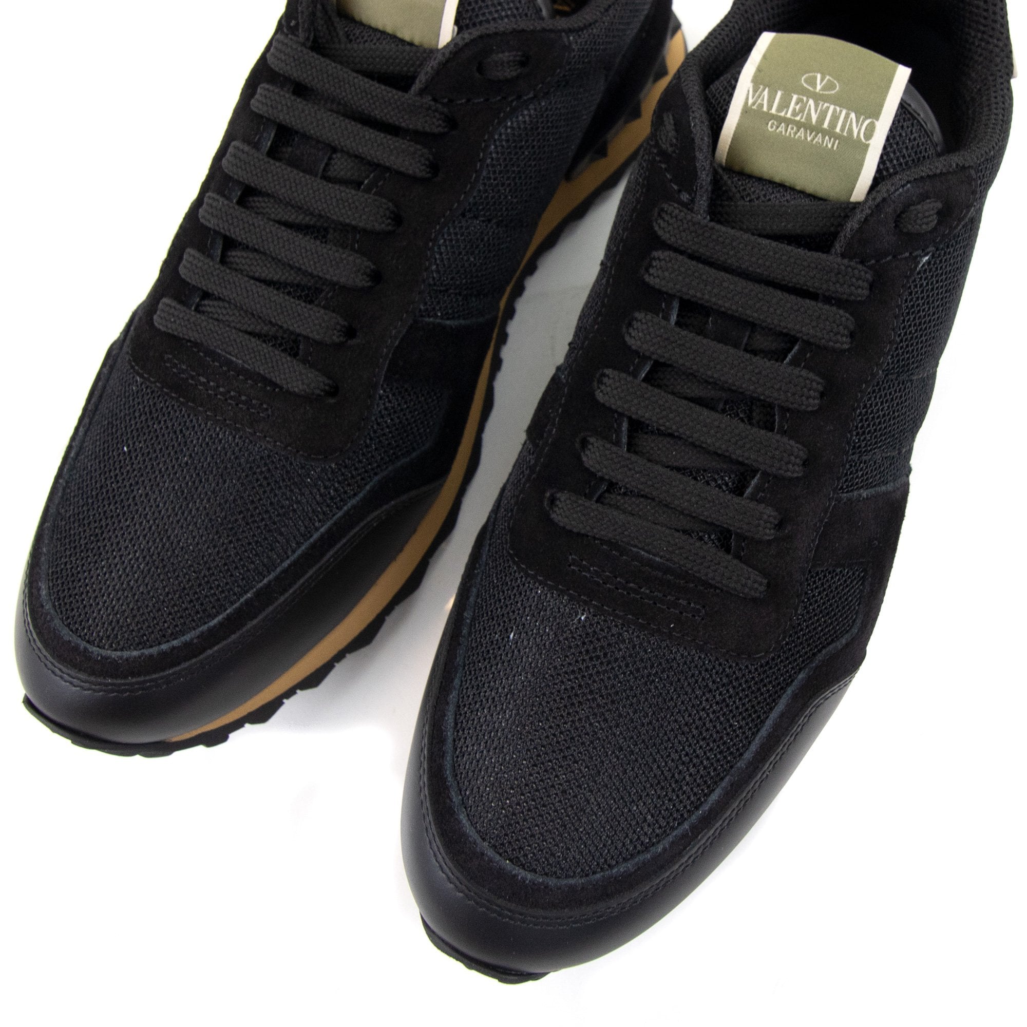 Valentino Rockrunner Leather Mesh Trainers Black R82