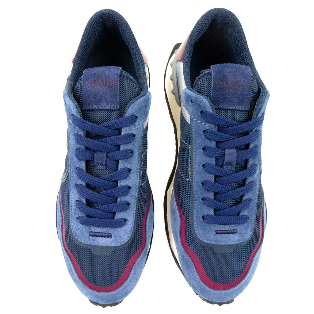 Valentino Netrunner Fabric & Suade Sneaker Avio Blue 6zw