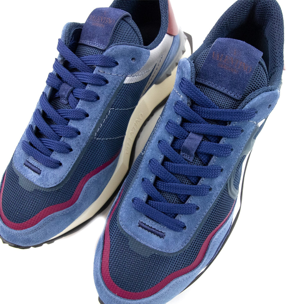 Valentino Netrunner Fabric & Suade Sneaker Avio Blue 6zw