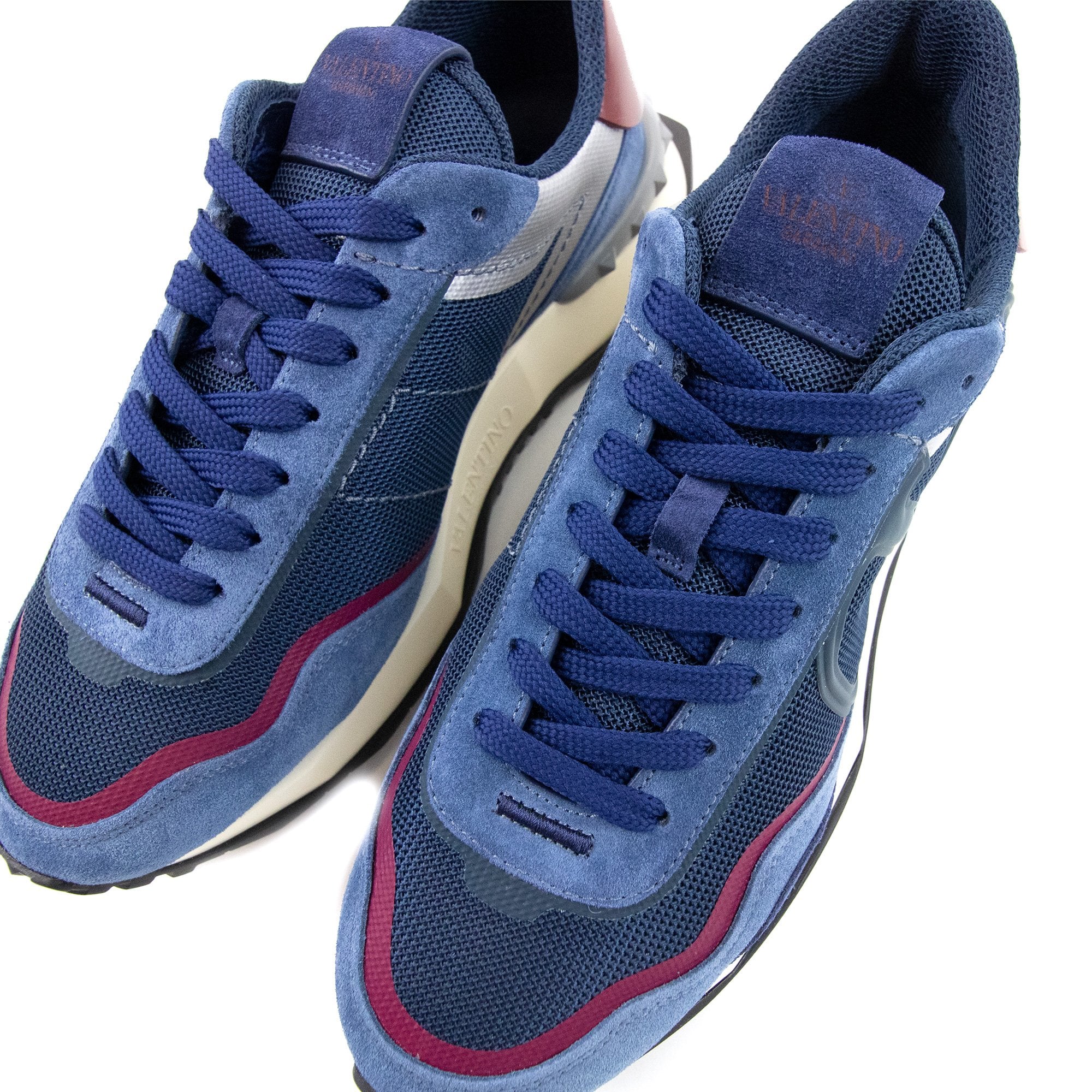 Valentino Netrunner Fabric & Suade Sneaker Avio Blue 6zw