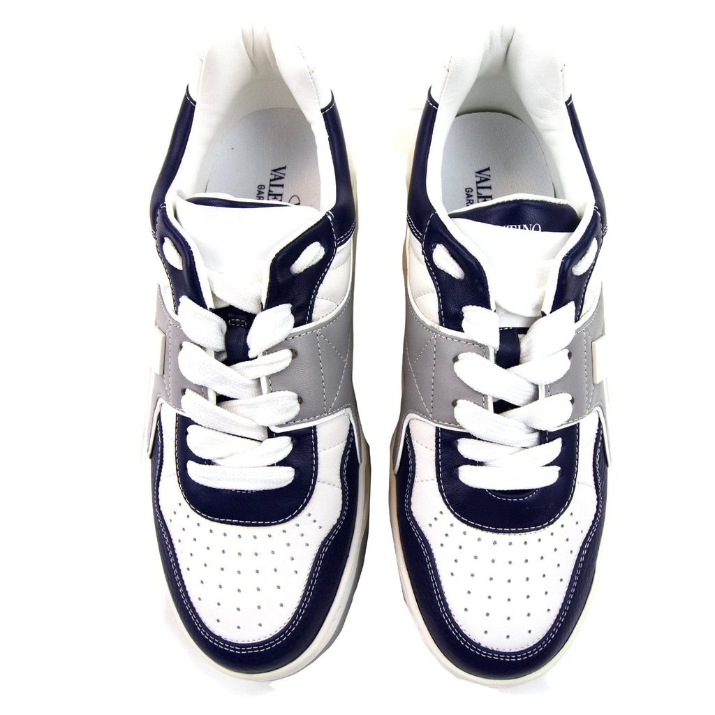 Valentino One Stud Nappa Leather Sneaker White/grey Uz9