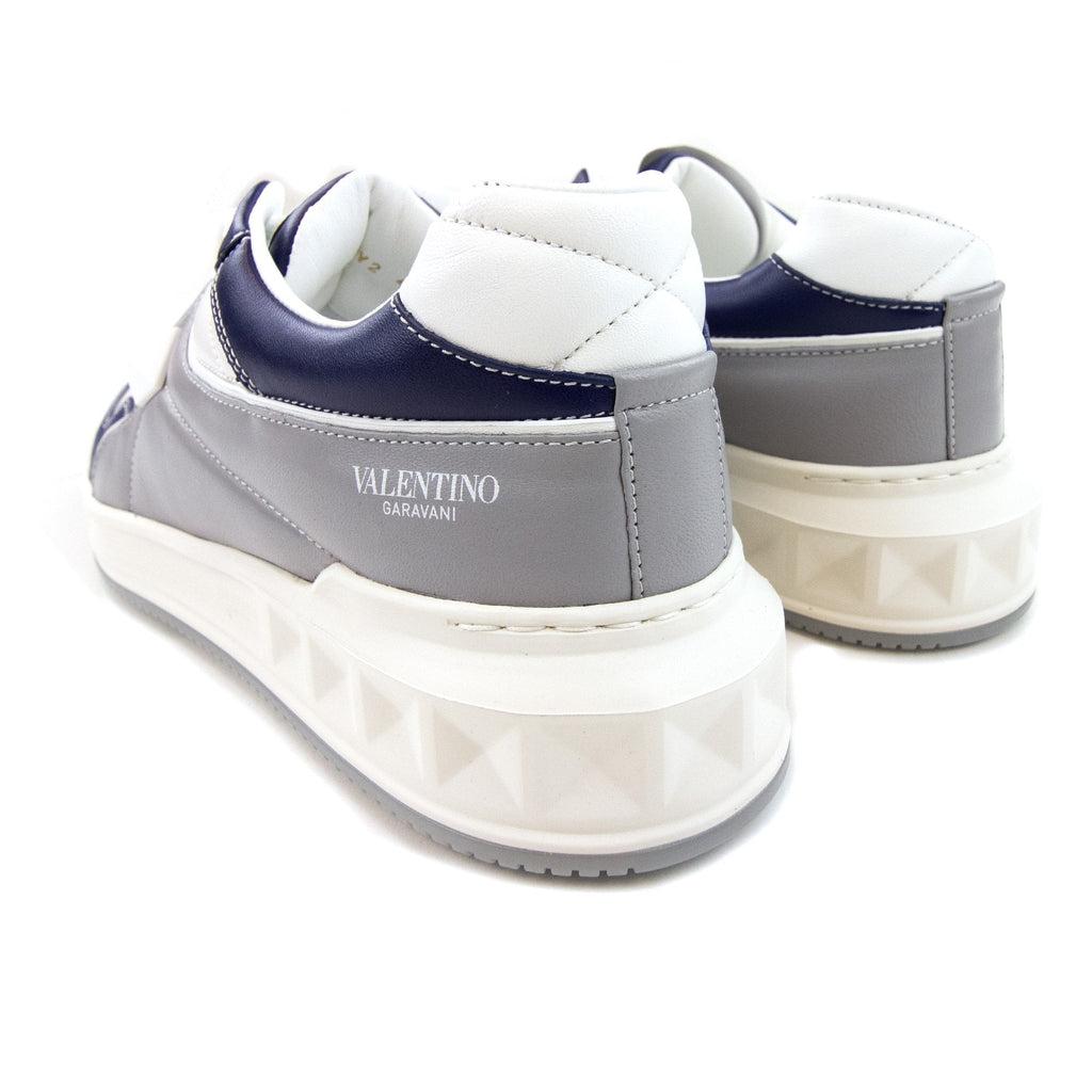 Valentino One Stud Nappa Leather Sneaker White/grey Uz9