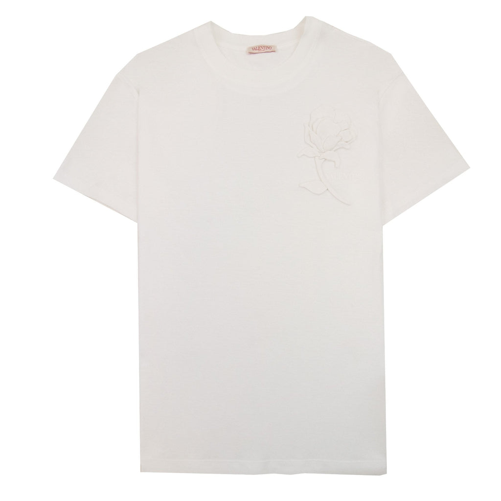 Valentino Floral Applique T Shirt White 0b0