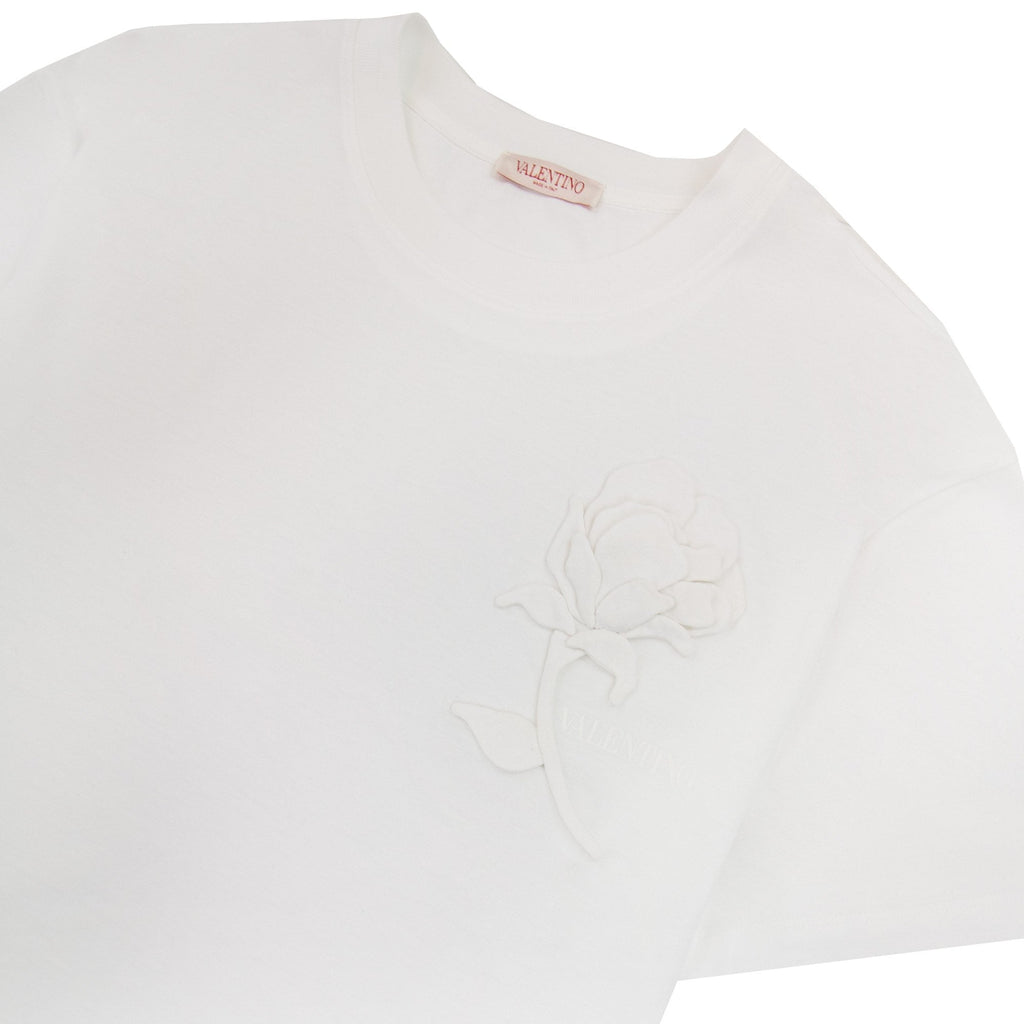 Valentino Floral Applique T Shirt White 0b0