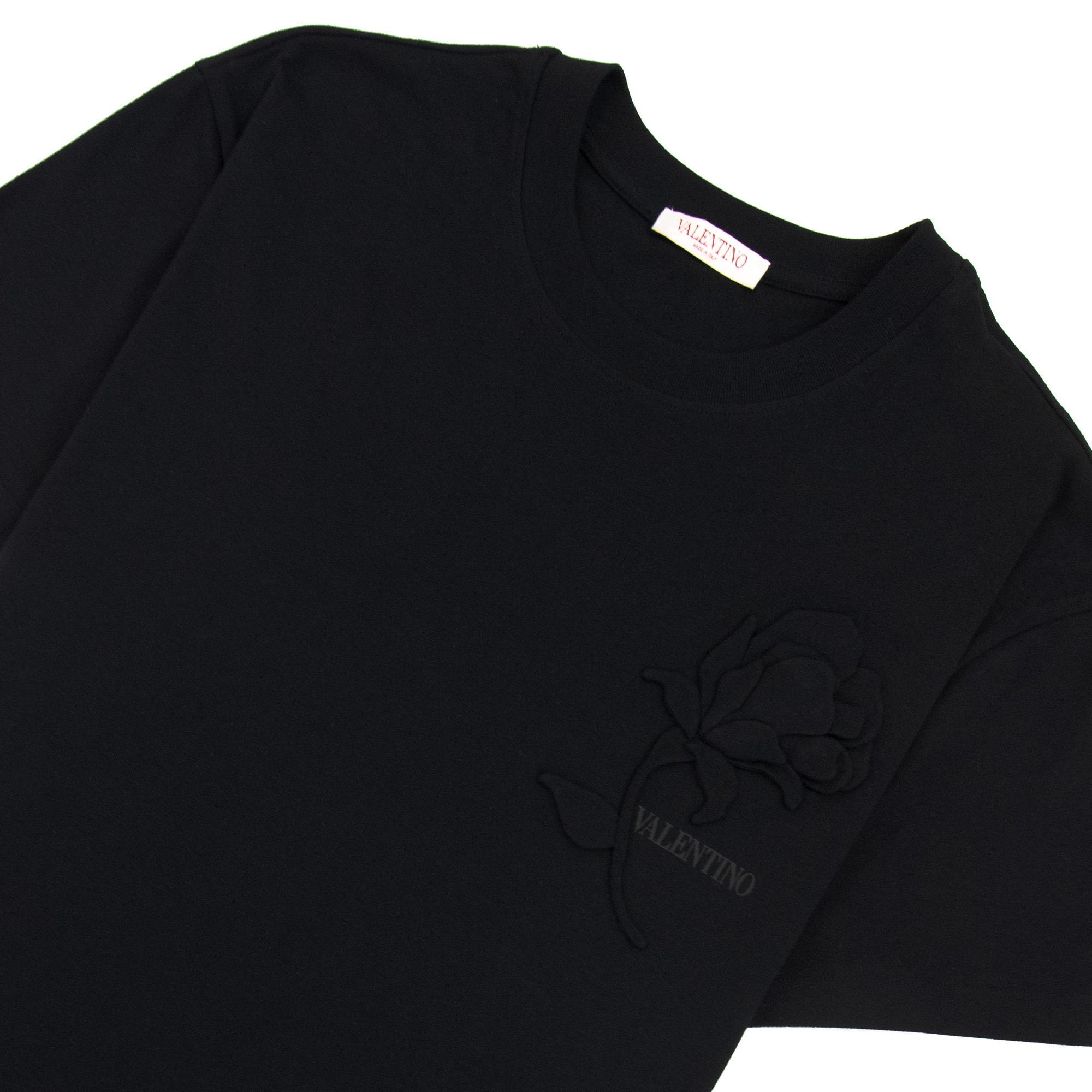 Valentino Floral Applique T Shirt Black 0no