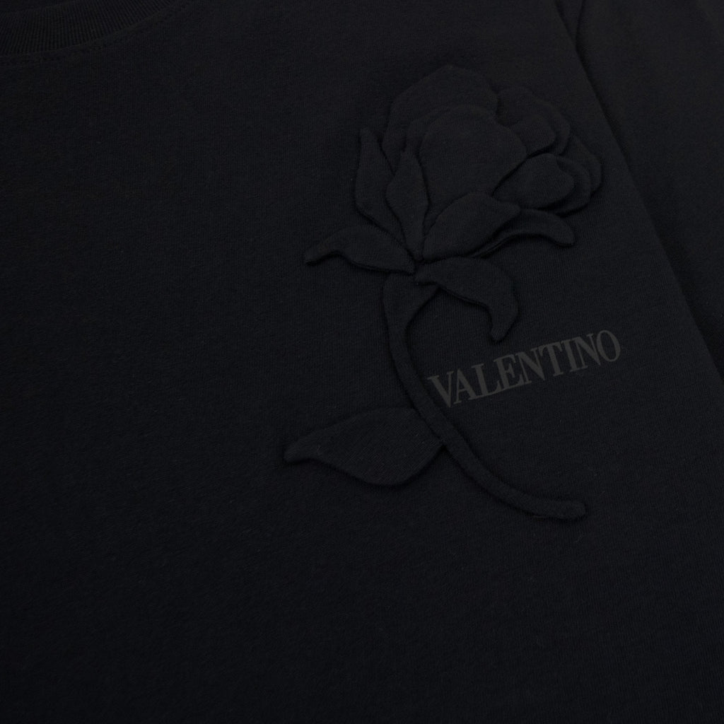 Valentino Floral Applique T Shirt Black 0no