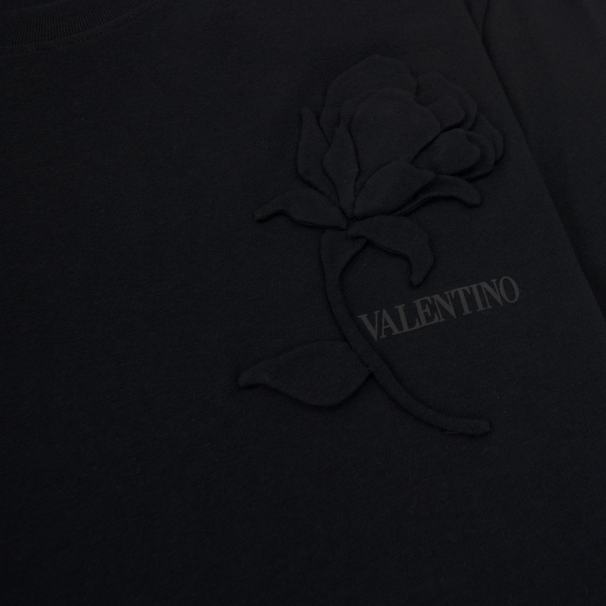 Valentino Floral Applique T Shirt Black 0no