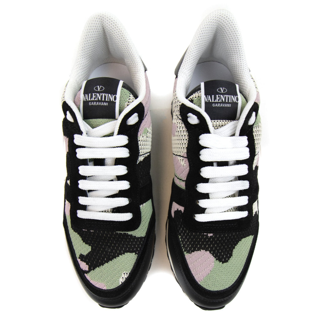 Valentino Mesh Fabric Camouflage Rockrunner Sneaker Ambrosia
