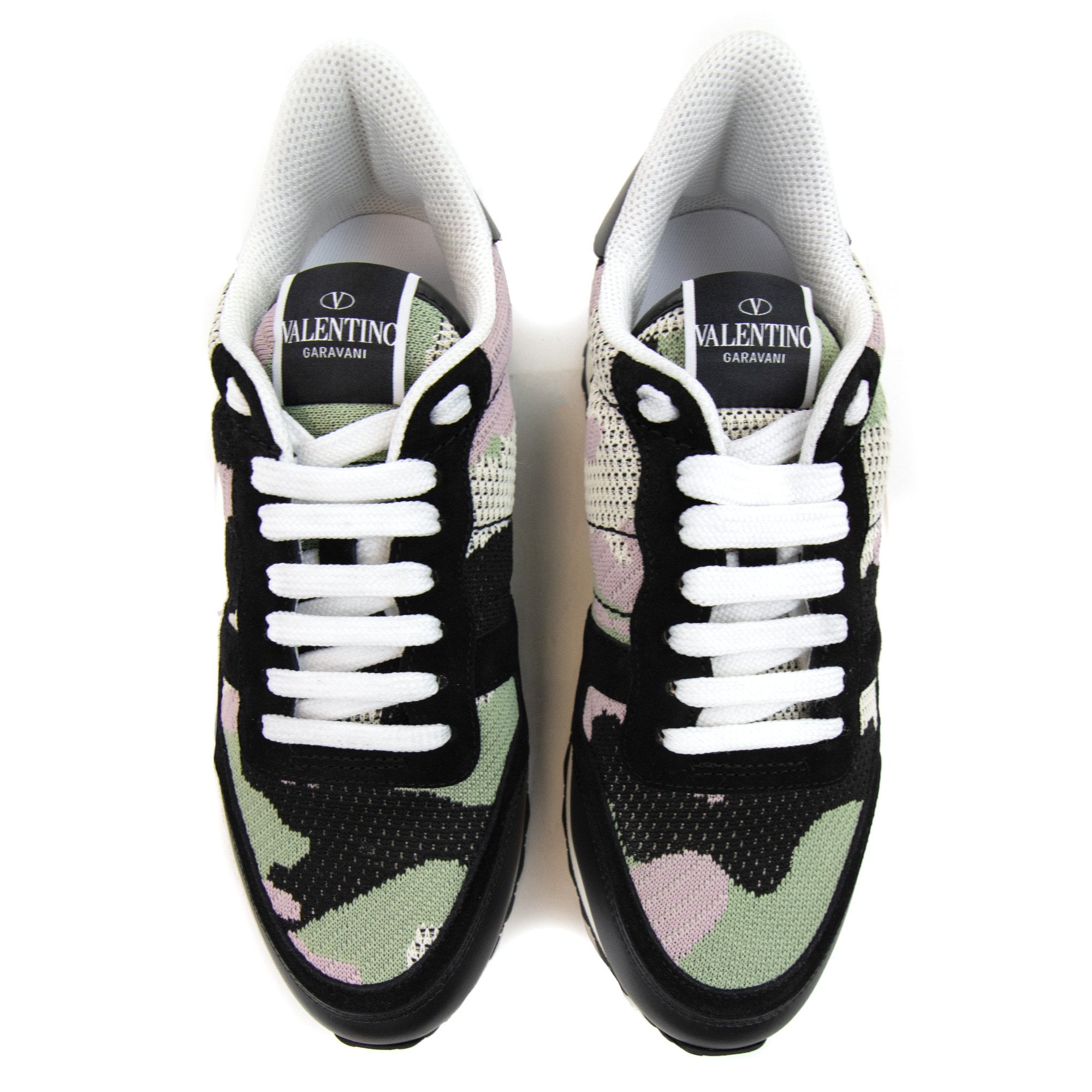 Valentino Mesh Fabric Camouflage Rockrunner Sneaker Ambrosia