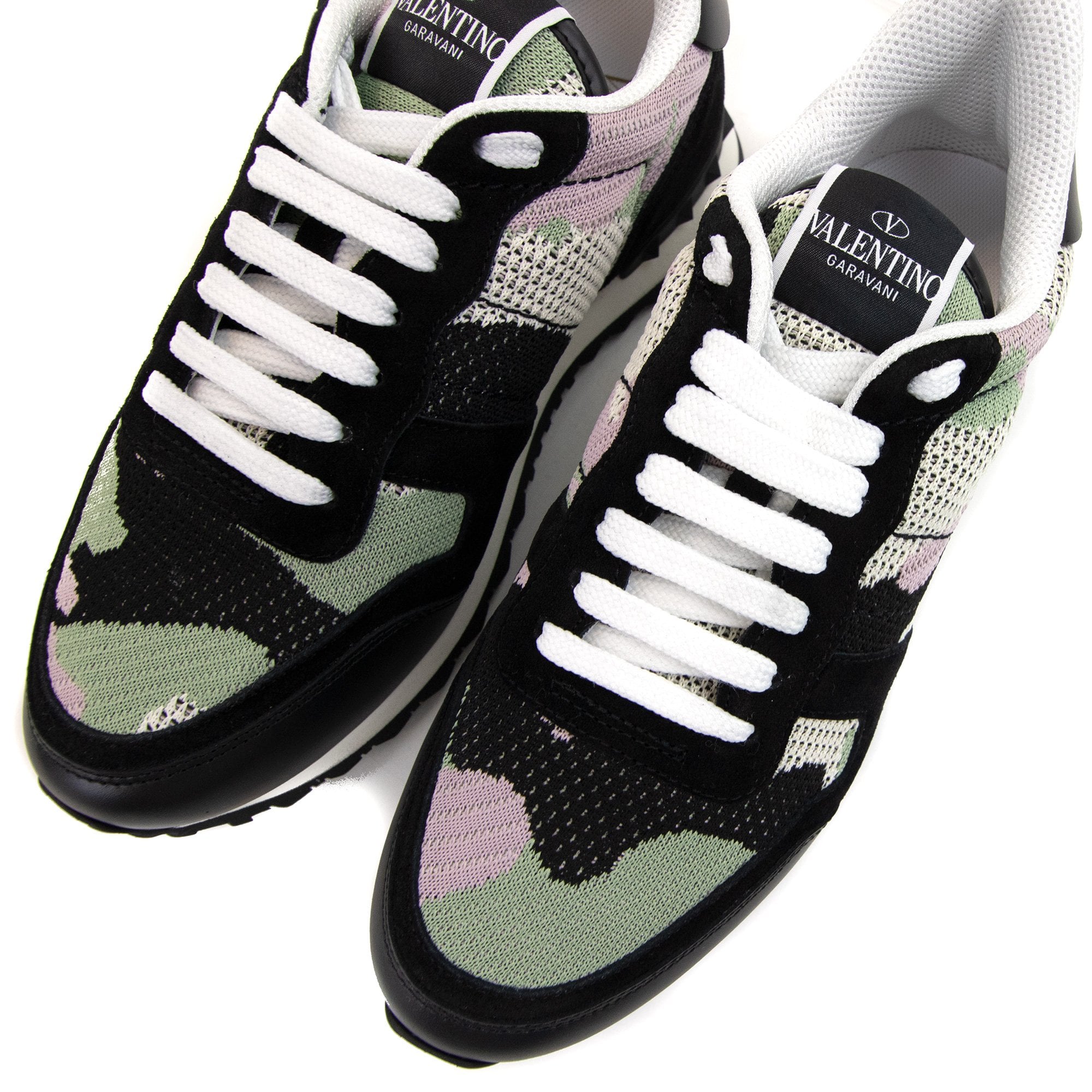 Valentino Mesh Fabric Camouflage Rockrunner Sneaker Ambrosia