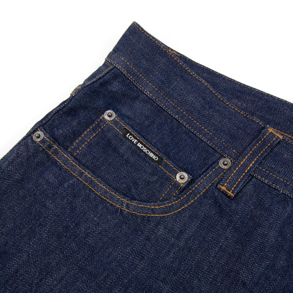 Love Moschino Printed Logo 5 Pocket Denim Jean Denim 005l