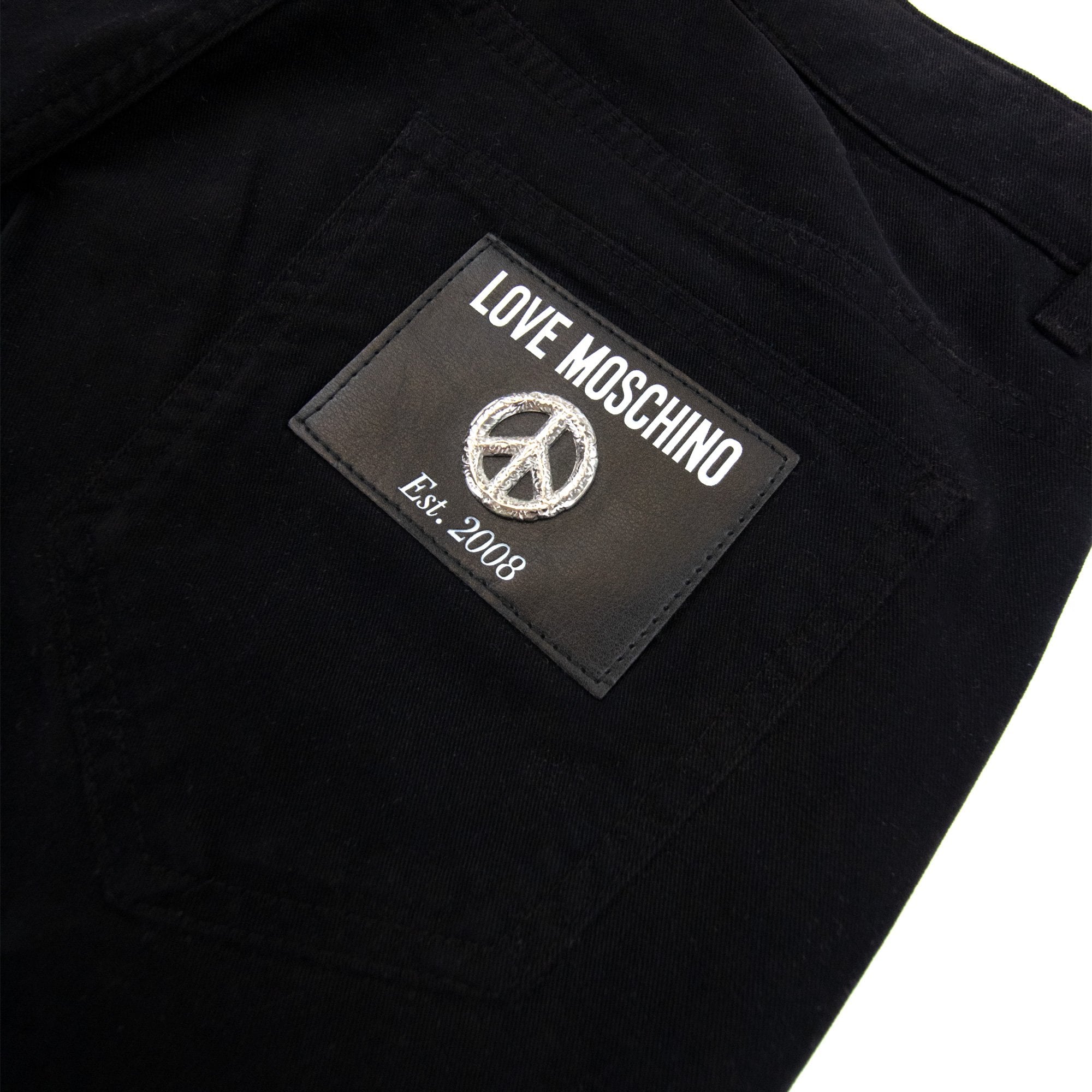 Love Moschino Metal Peace Patch Jeans Black