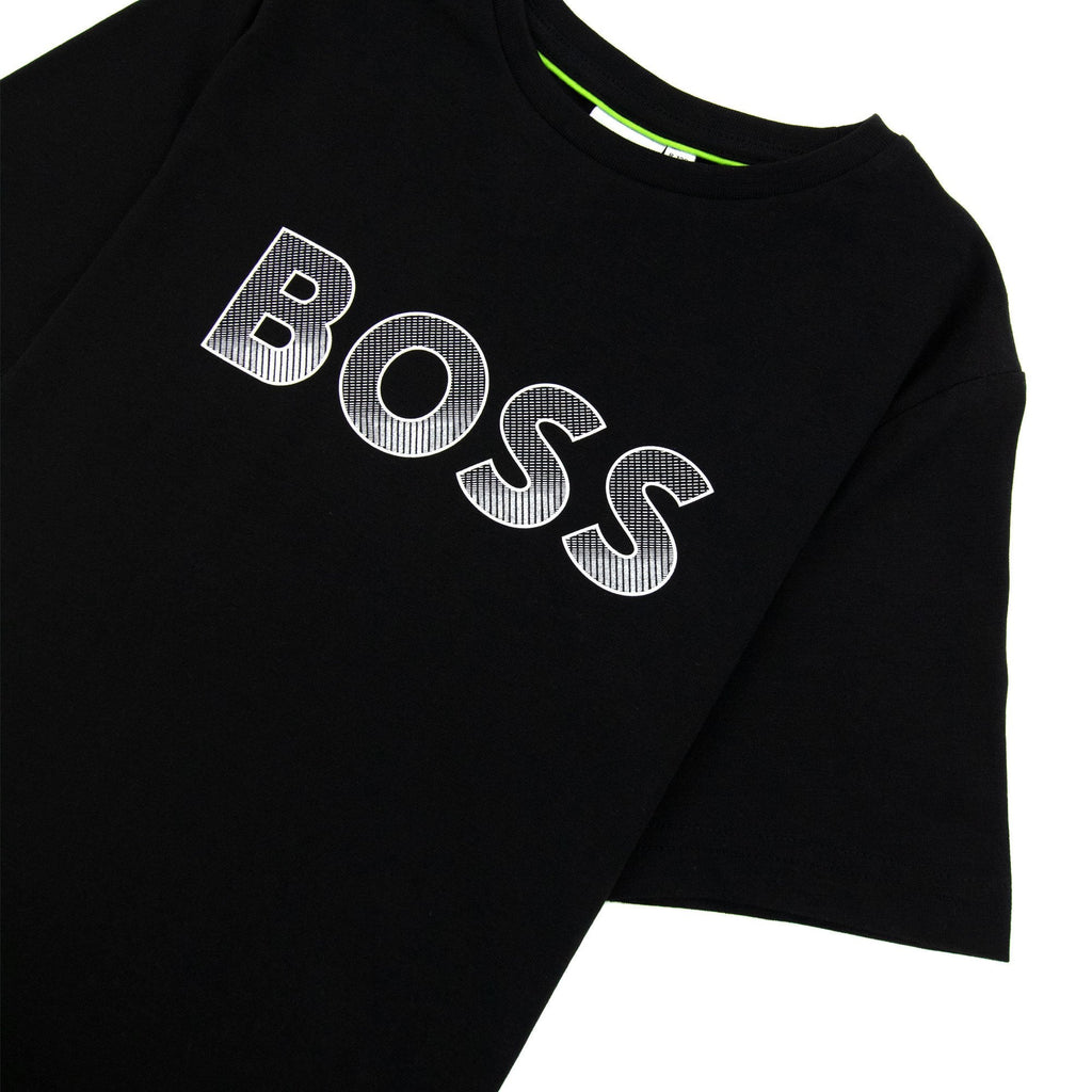 Hugo Boss Kids Printed Logo T Shirt Black 09b