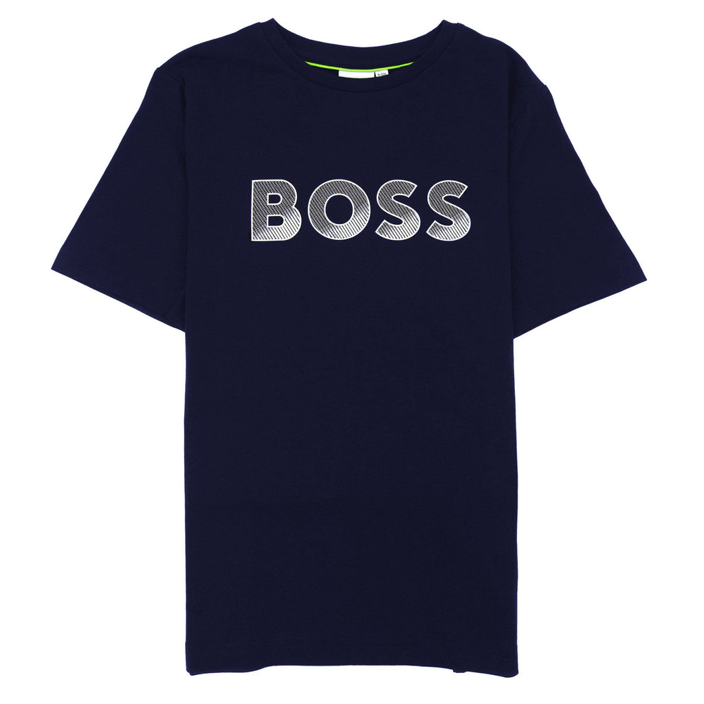 Hugo Boss Kids Printed Logo T Shirt Navy 849