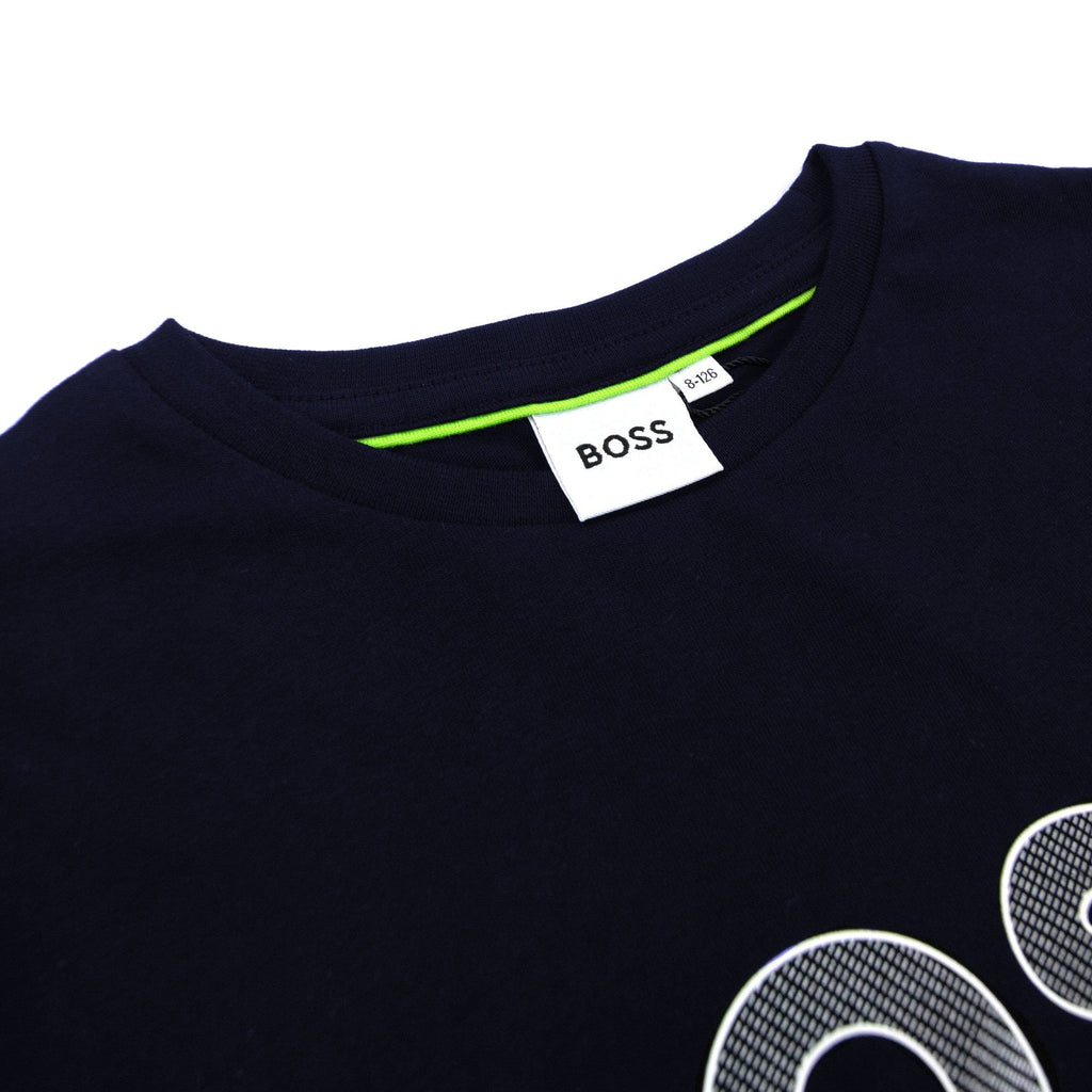 Hugo Boss Kids Printed Logo T Shirt Navy 849