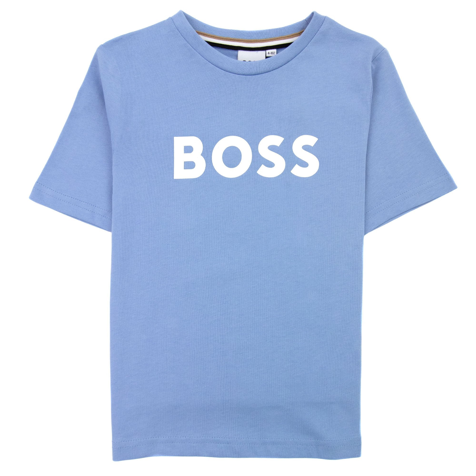 Hugo Boss Kids Logo Printed T Shirt Pale Blue 77a