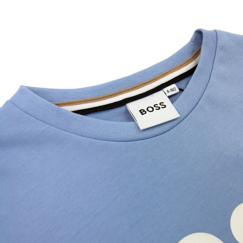 Hugo Boss Kids Logo Printed T Shirt Pale Blue 77a