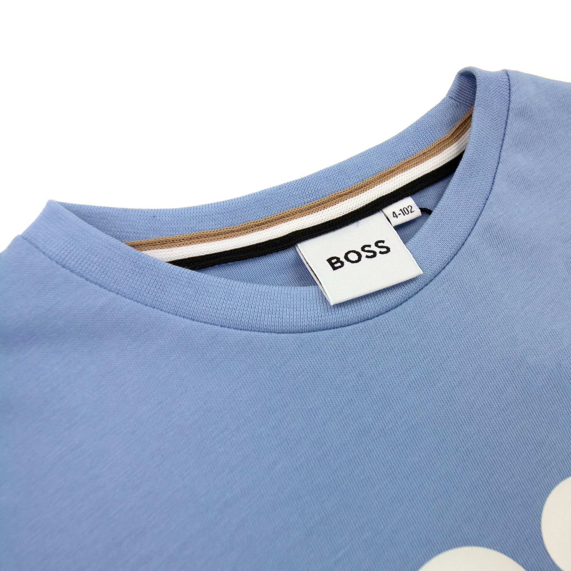 Hugo Boss Kids Logo Printed T Shirt Pale Blue 77a