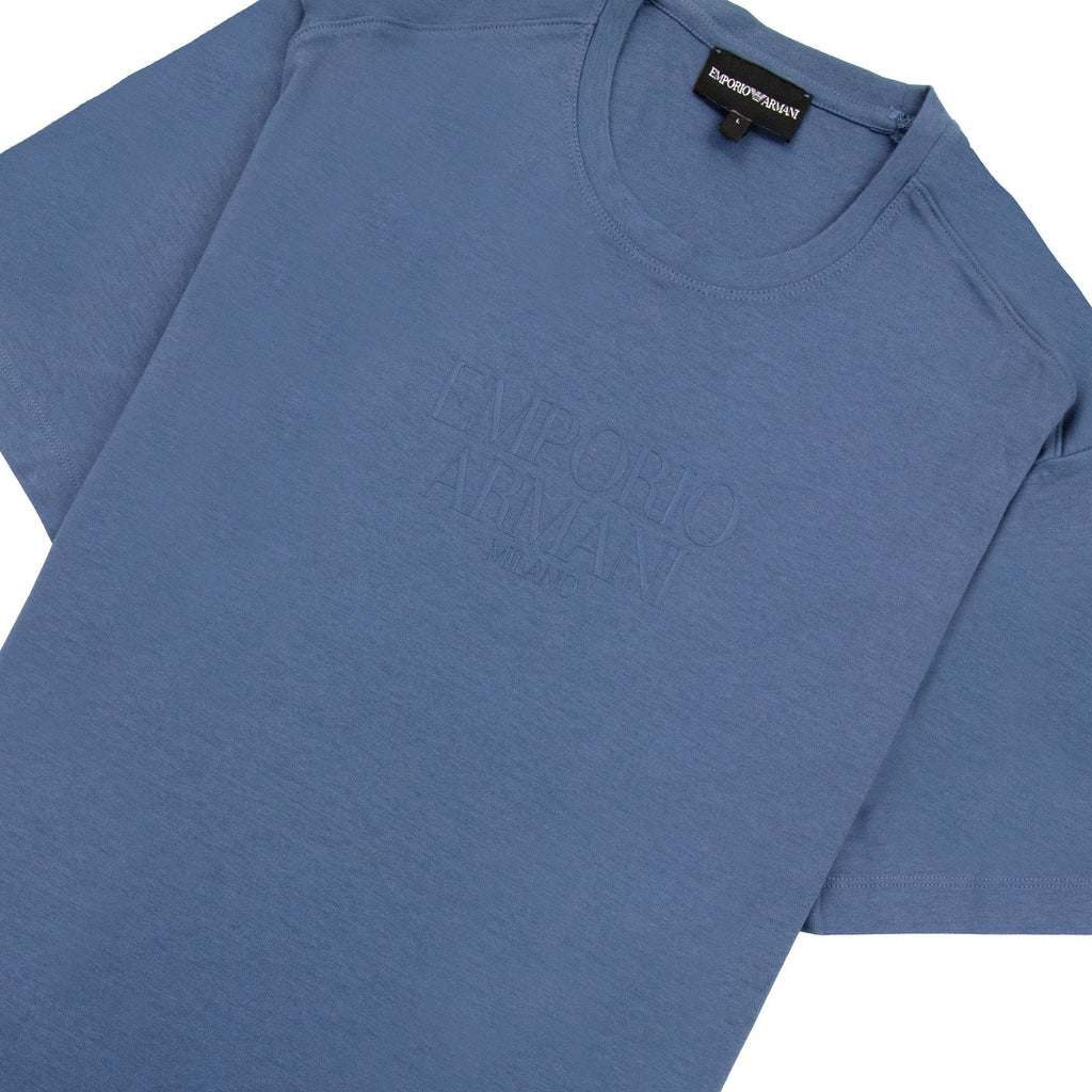 Emporio Armani Milano Rubber Logo S/s T Shirt Blue