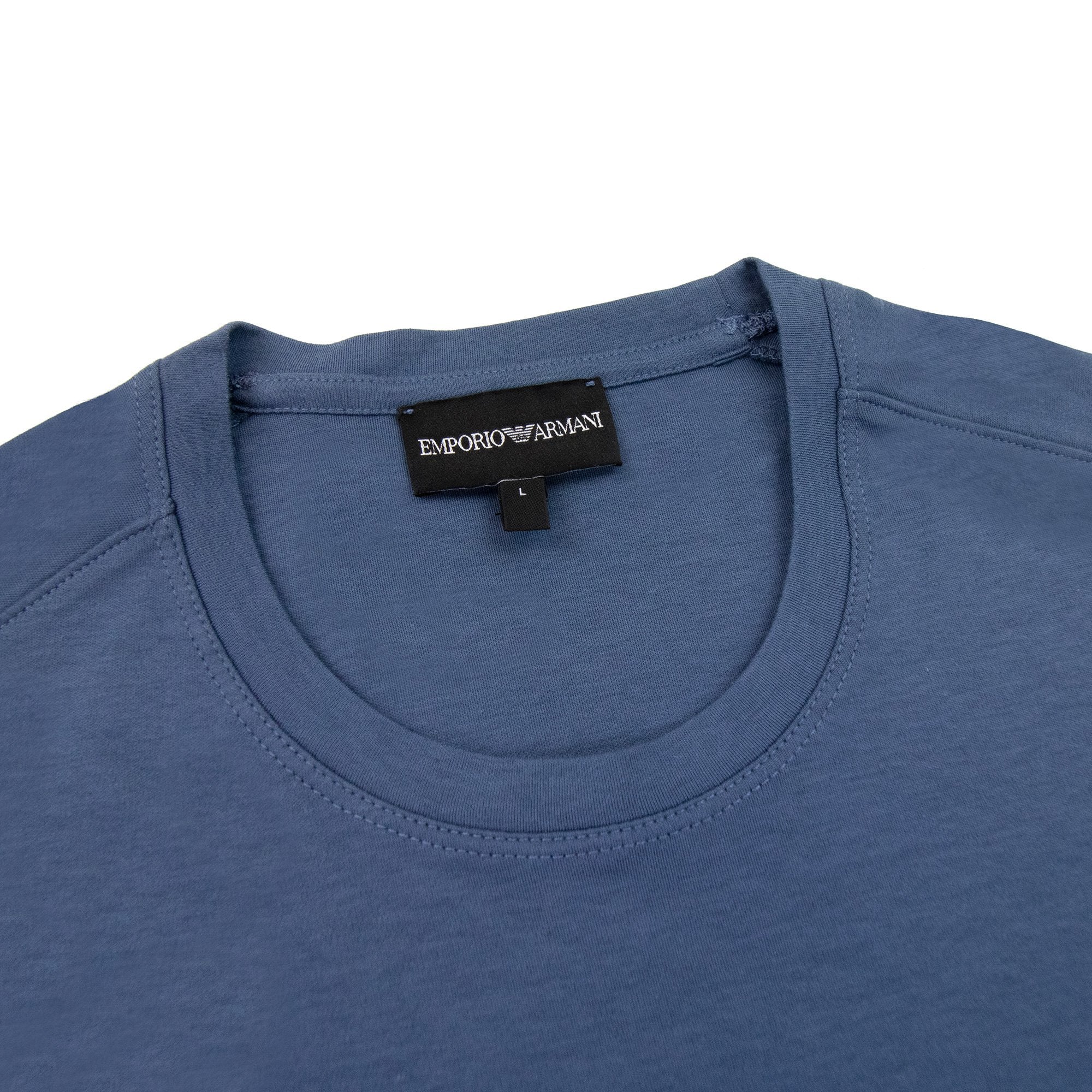Emporio Armani Milano Rubber Logo S/s T Shirt Blue