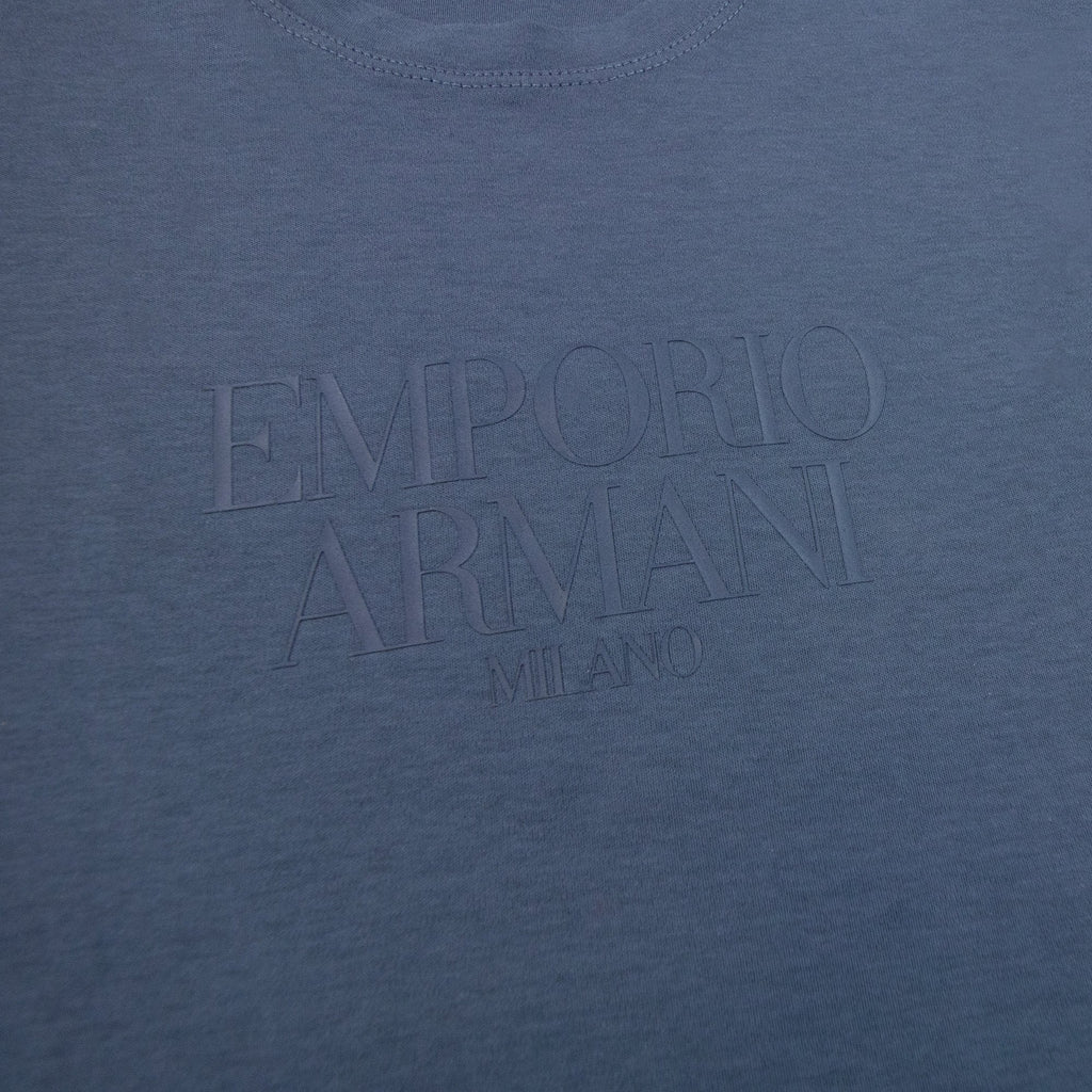 Emporio Armani Milano Rubber Logo S/s T Shirt Blue